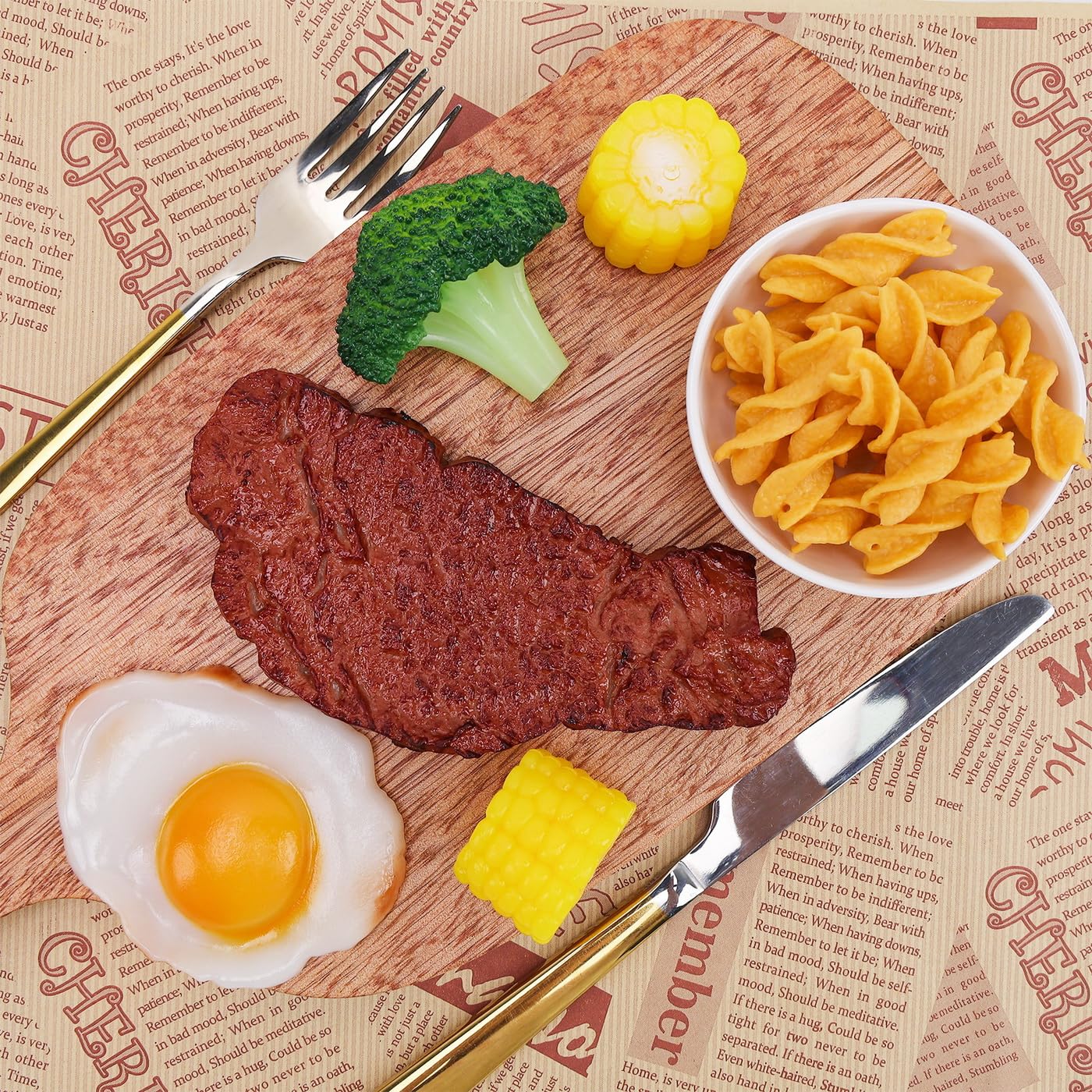 2 Pack Fake Steak Display Props - Artificial Roast Beef Simulation Food For Photography, 5.5x2.6 Inches, Plastic