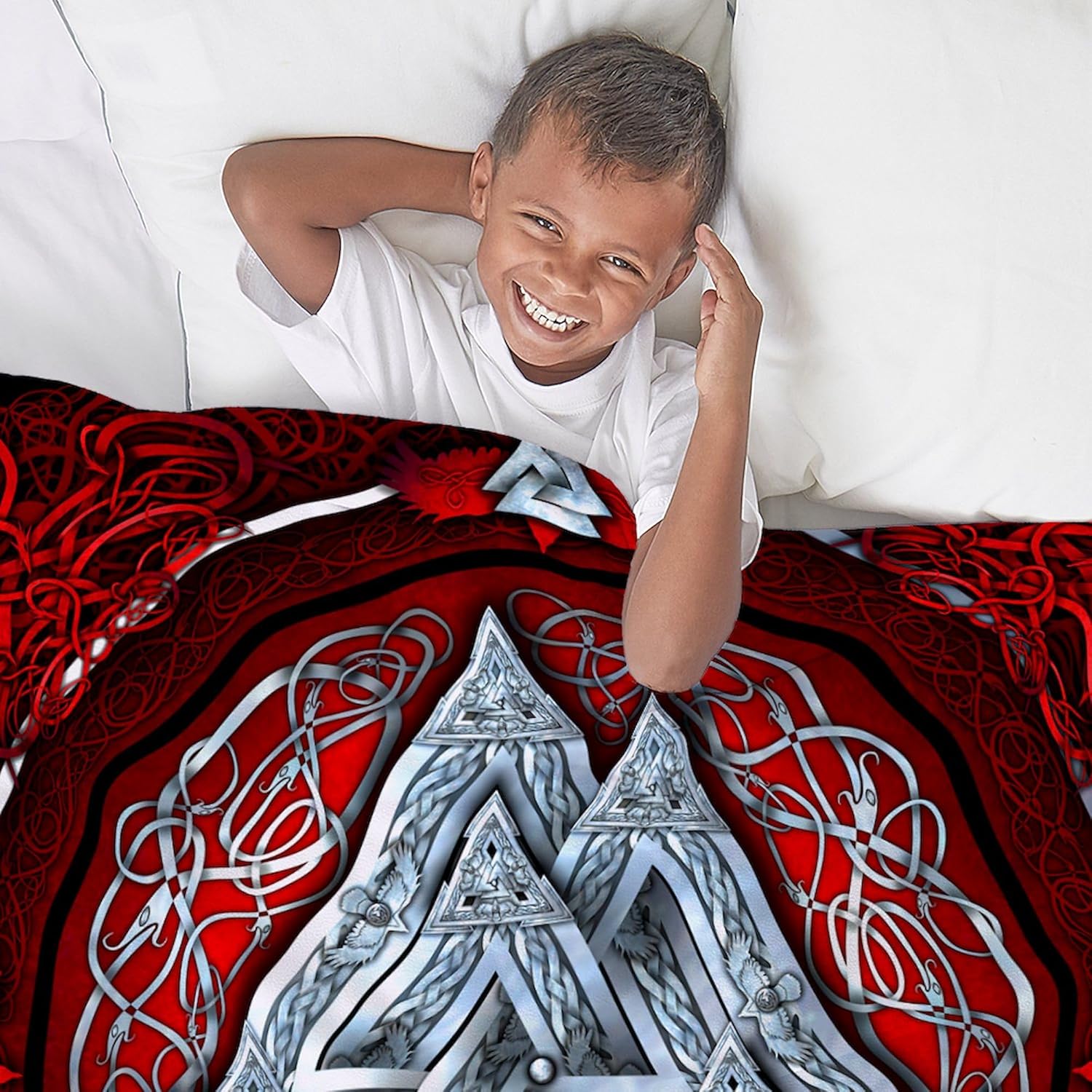 CafePress Norse Valknut Tapestry Red Throw Blanket Super Soft Fleece Plush Throw Blanket, 60"x50"