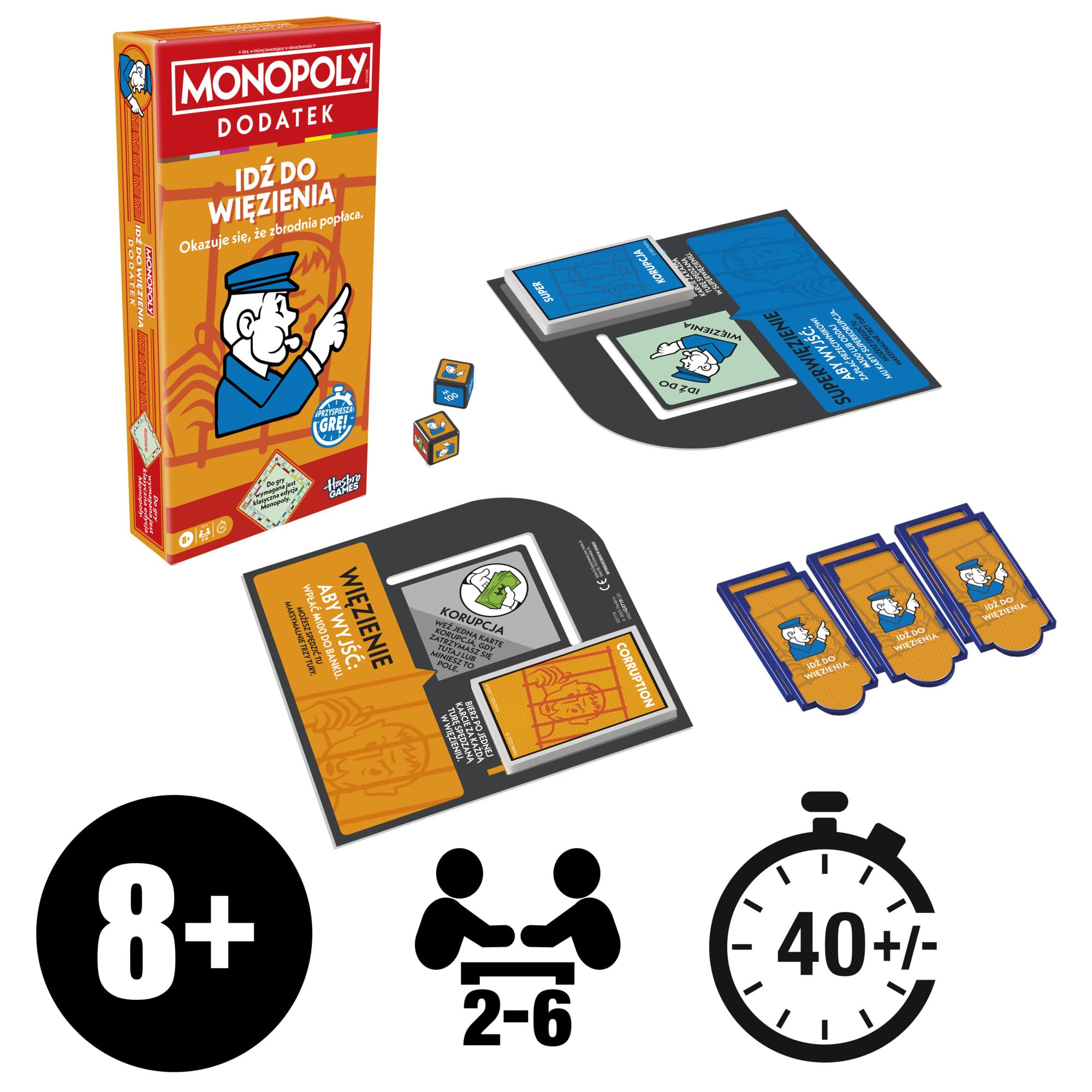 DODATEK Monopoly Idź do Więzienia (do gry wymagana jest klasyczna edycja Monopoly), wersja polska