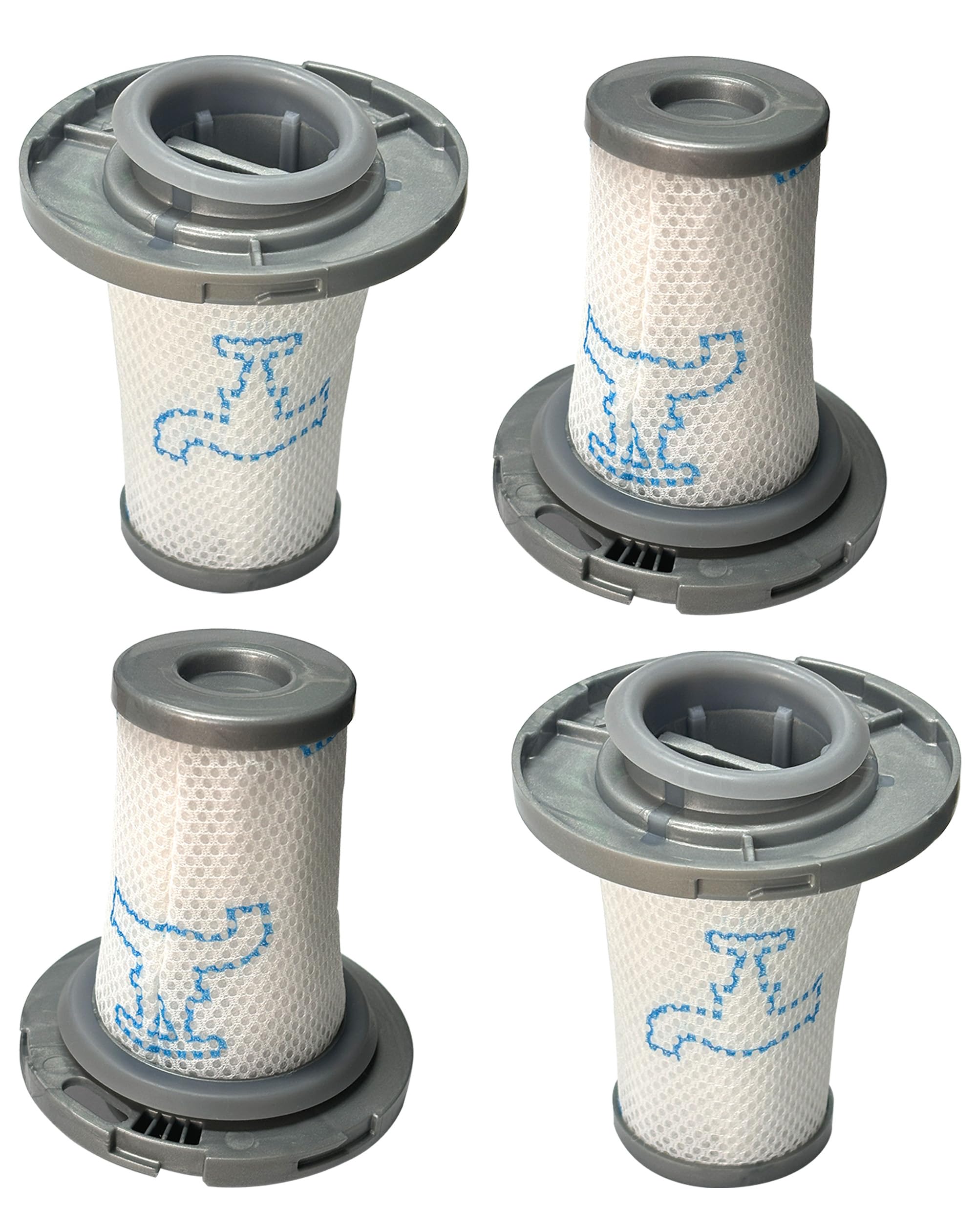 Confezione da 4 filtri Compatibile con Rowenta X-Force Flex 8.60 RH96 Serie RH9611 RH9637 RH9638 RH9639 RH9677 RH9678 & X-PERT 6.60 RH68 Serie RH6821 RH6837 6838 RH6878 Cordless Aspirapolvere