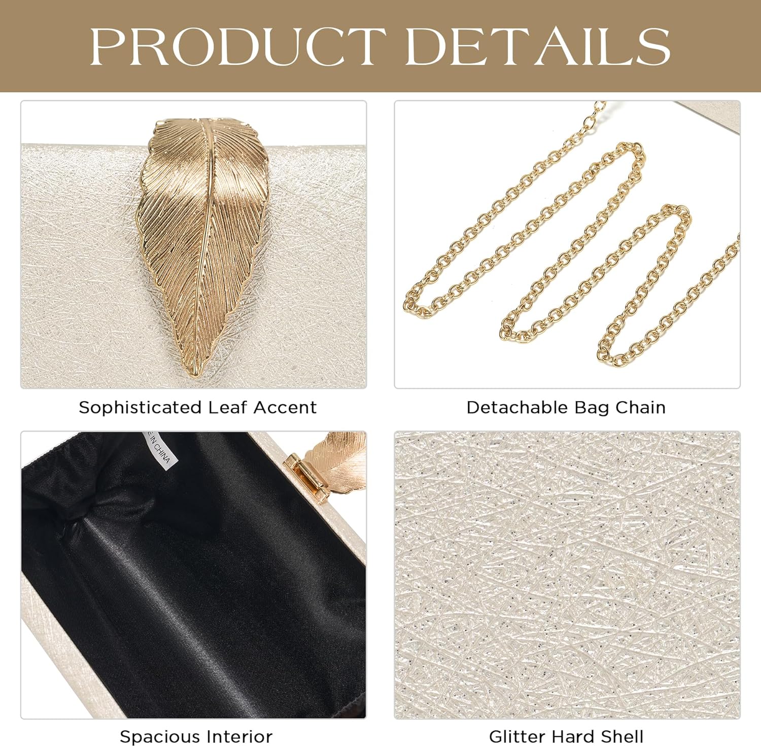 SWEETV CHUNLI Glitter Clutch Purses for Women Elegant Evening Bag for Parties, Weddings, and Formal Events - Image 6