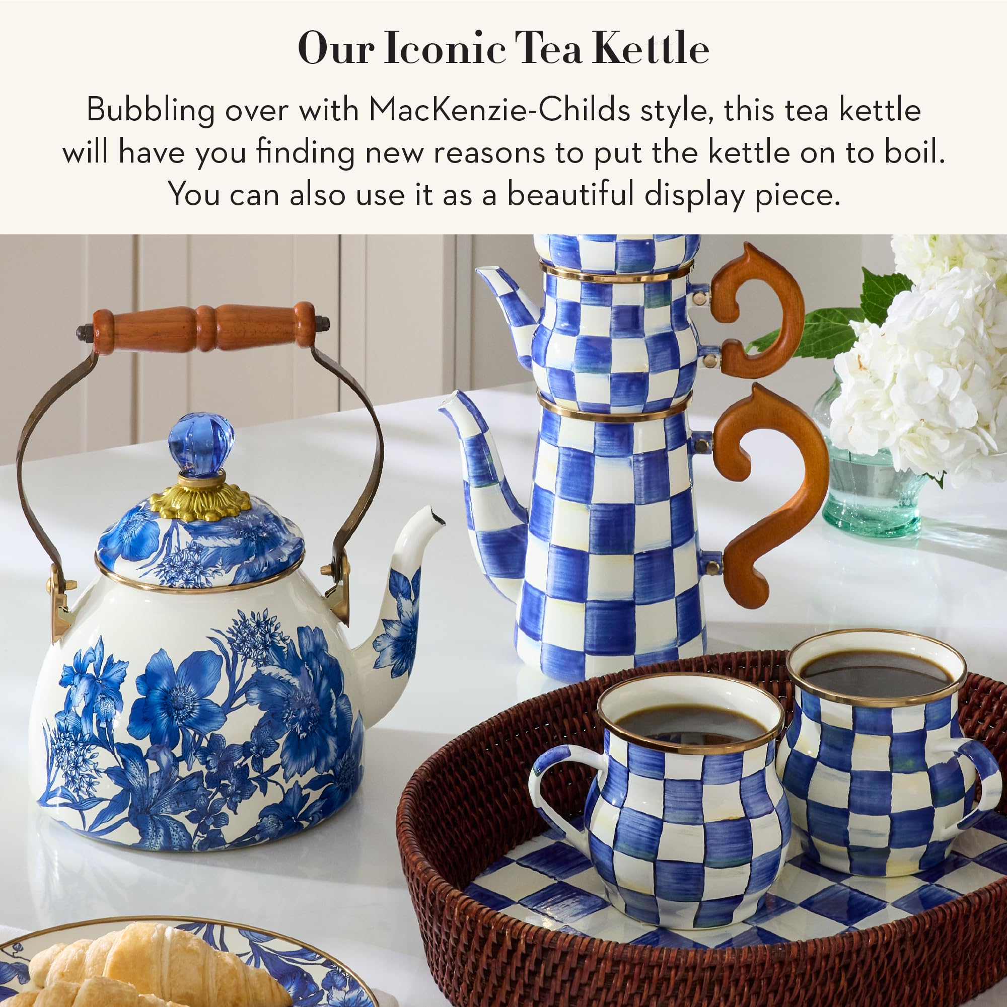 Amazon.com: MACKENZIE-CHILDS 2-Quart Enamel Tea Kettle, Cute Tea