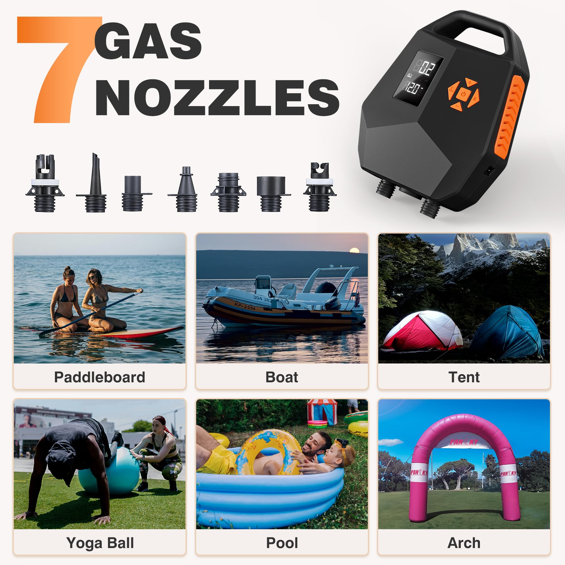 TOPUMP TPS300 Pompe à Air Sup Rechargeable 20PSI, Gonfleur Electrique
