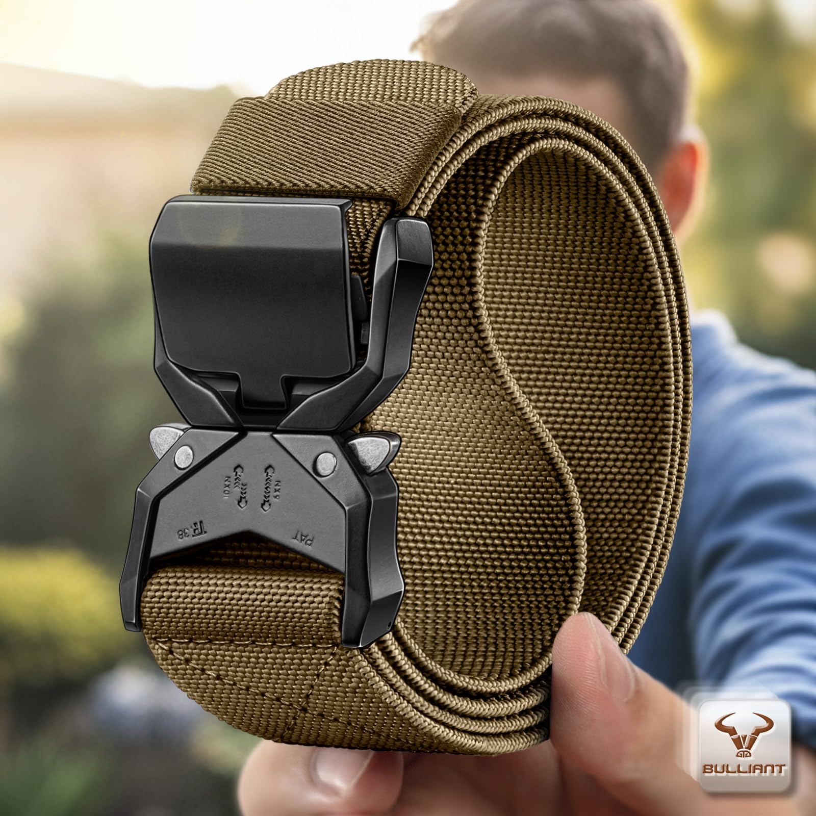 Elastic Rigger Snapklik.com : BULLIANT Mens Tactical Belt Military Rigger Elastic ...
