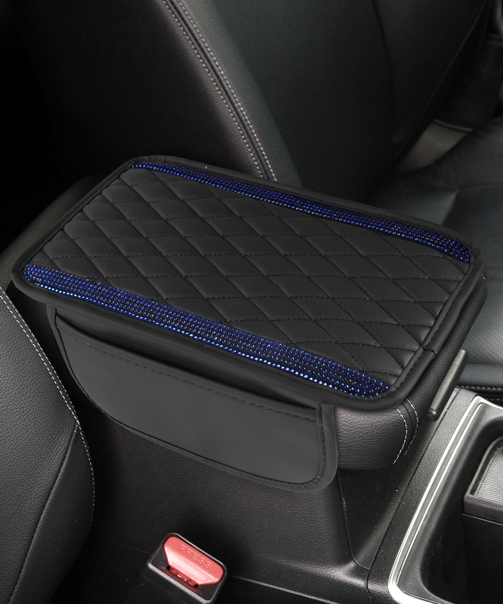 Center Console Cover,Bling Car Accessories for Women,Automotive Armrests,Arm Rest Cover for Car,Middle Console Cover,Suitable for Sedans,Cars,Trucks,SUVs,RVs and Commercial Vehicles (Blue)
