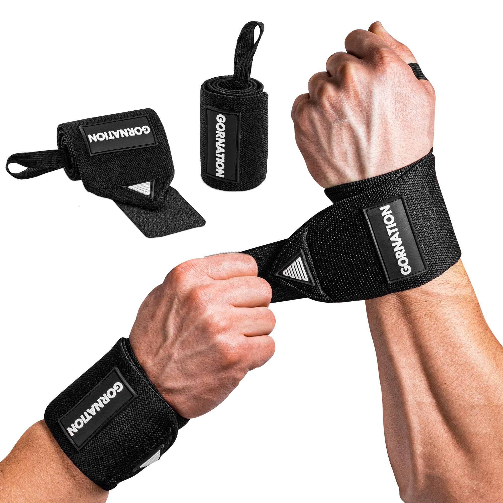 GORNATION Bandaże na nadgarstki – Power Wrist Wraps do fitnessu, siłowni, kalisteniki i sportów siłowych – wsparcie nadgarstk