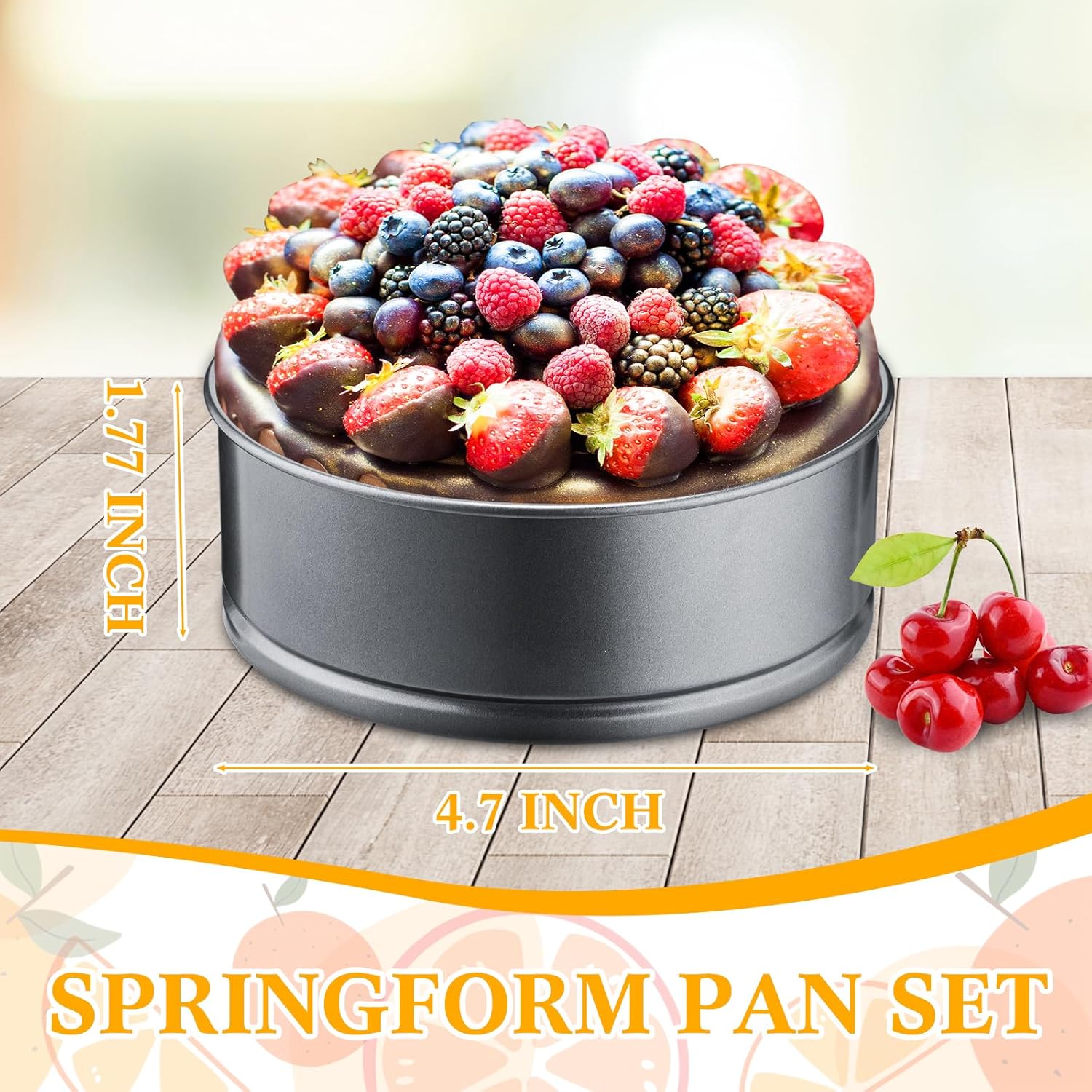Sunnyray 16 Pcs Mini Springform Pans Set - Mini Cake Leakproof Cheesecake Pans, Carbon Steel Round Nonstick Cake Pan with Removable Bottom for Baking Cheesecakes, Pizzas, and Quiches (4.7 Inch)
