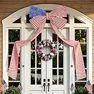4th of July Decorations Outdoor - 6.5FT Giant Patriotic Bow - Fourth of July Memorial Day Patriotic Decor - Stars and Stripes Hanging Bow for Independence Day 250th Anniversary Indoor Outdoor Decor