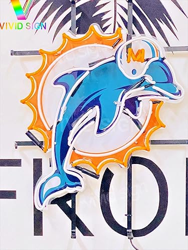 Miniatura 3 de Queen Sense 20 x 16 "Dolphin Neon Sign Light Lamp con HD Vivid Printing Tech Artwork A120MDLVVD