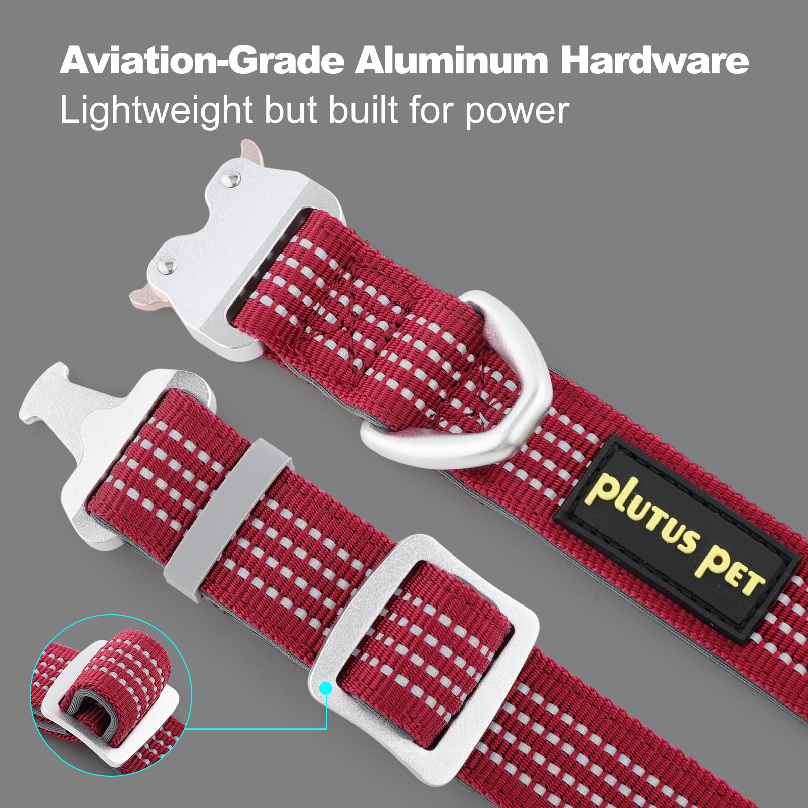 Plutus Pet Reflective Dog Collar with Aviation Aluminum Buckle, Neoprene Padded for comfort Lightweight - Image 4