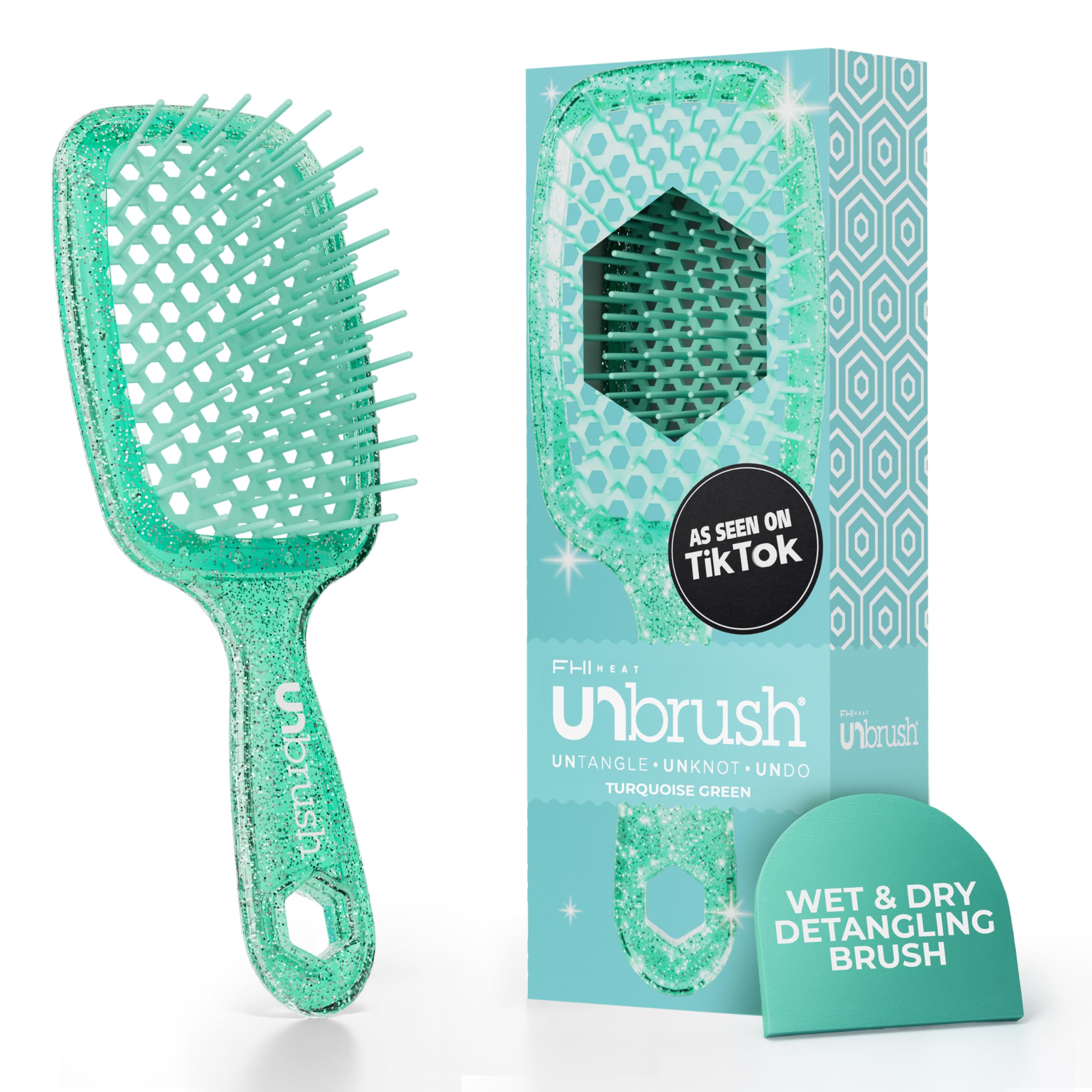 UNbrush Detangling Brush for Pain-Free Brushing on All Wet or Dry Hair Types — Durable DuoFlex Anti-Static Bristles, Lightweight Handle, Vented Hair Brush
