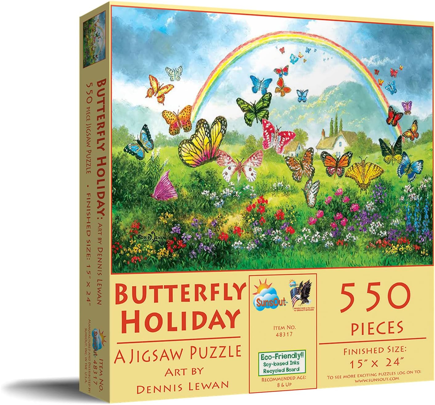 SUNSOUT INC - Butterfly Holiday - 550 pc Jigsaw Puzzle by Artist: Dennis Lewan - Finished Size 15" x 24" - MPN# 48317