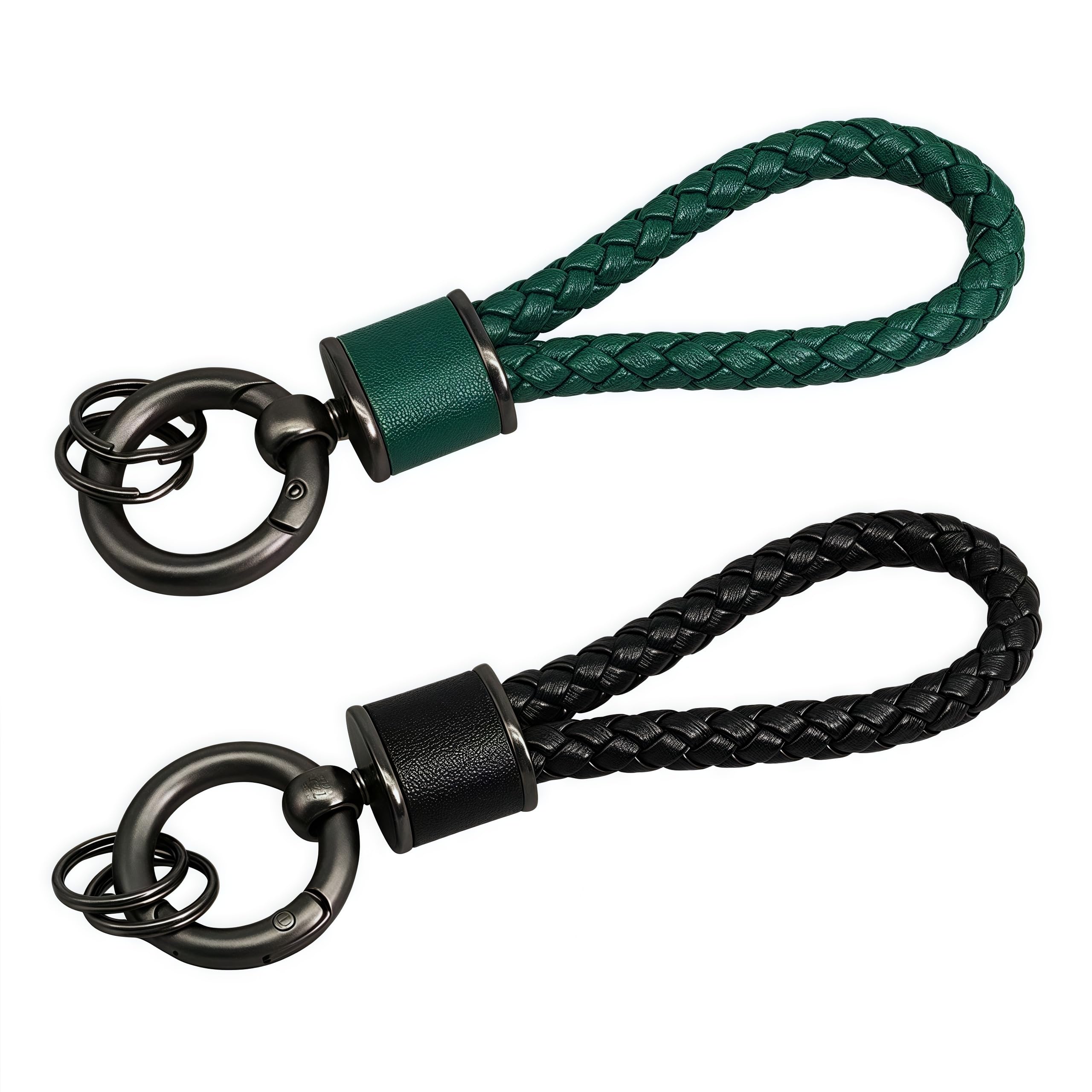 Car Keychain, 2-Piece Set, Key Ring Included, Leather Braided Key Case, Stylish, for Bike, Bicycle, Key Loss Prevention, Men's, Women's