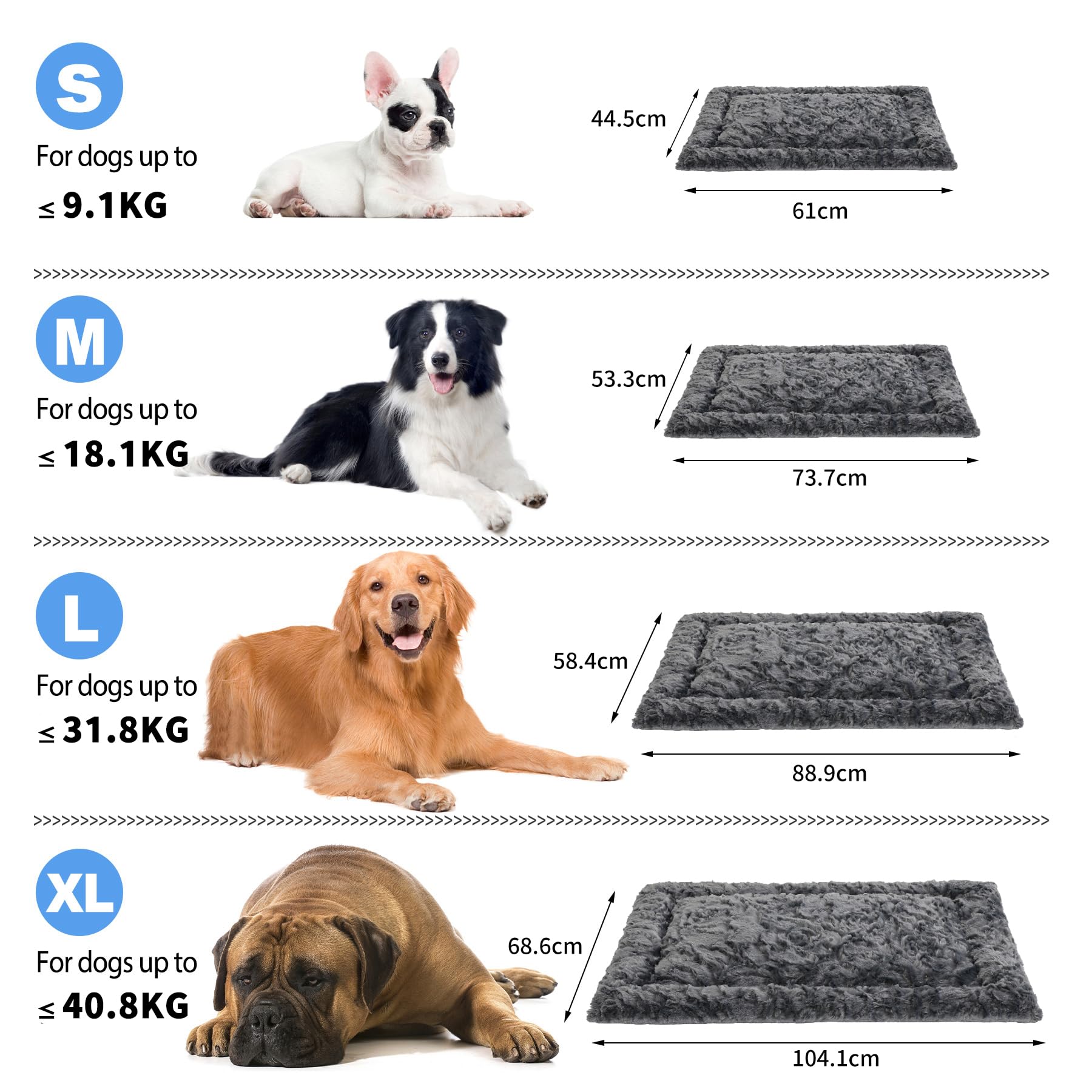 VITONIS Lit Orthopédique pour Chien 2 Pièces Taille XL 104x68 cm, Coussin en Polaire Chaud et Antidérapant, Couverture de Chien Lavable