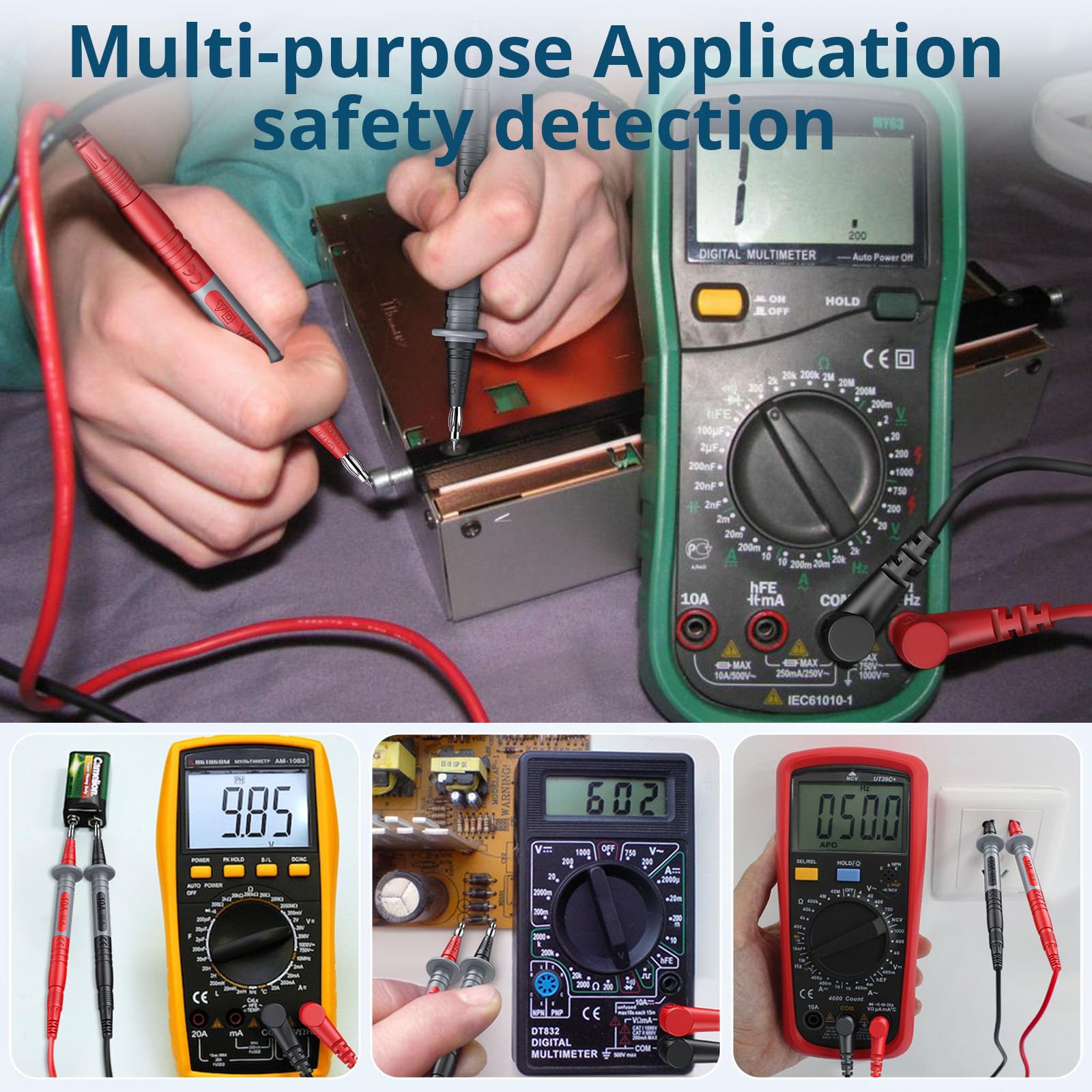 Kit puntali multimetro 27PCS, cavi digitali, sonde perforazione, morsetti coccodrillo gancio pinzette