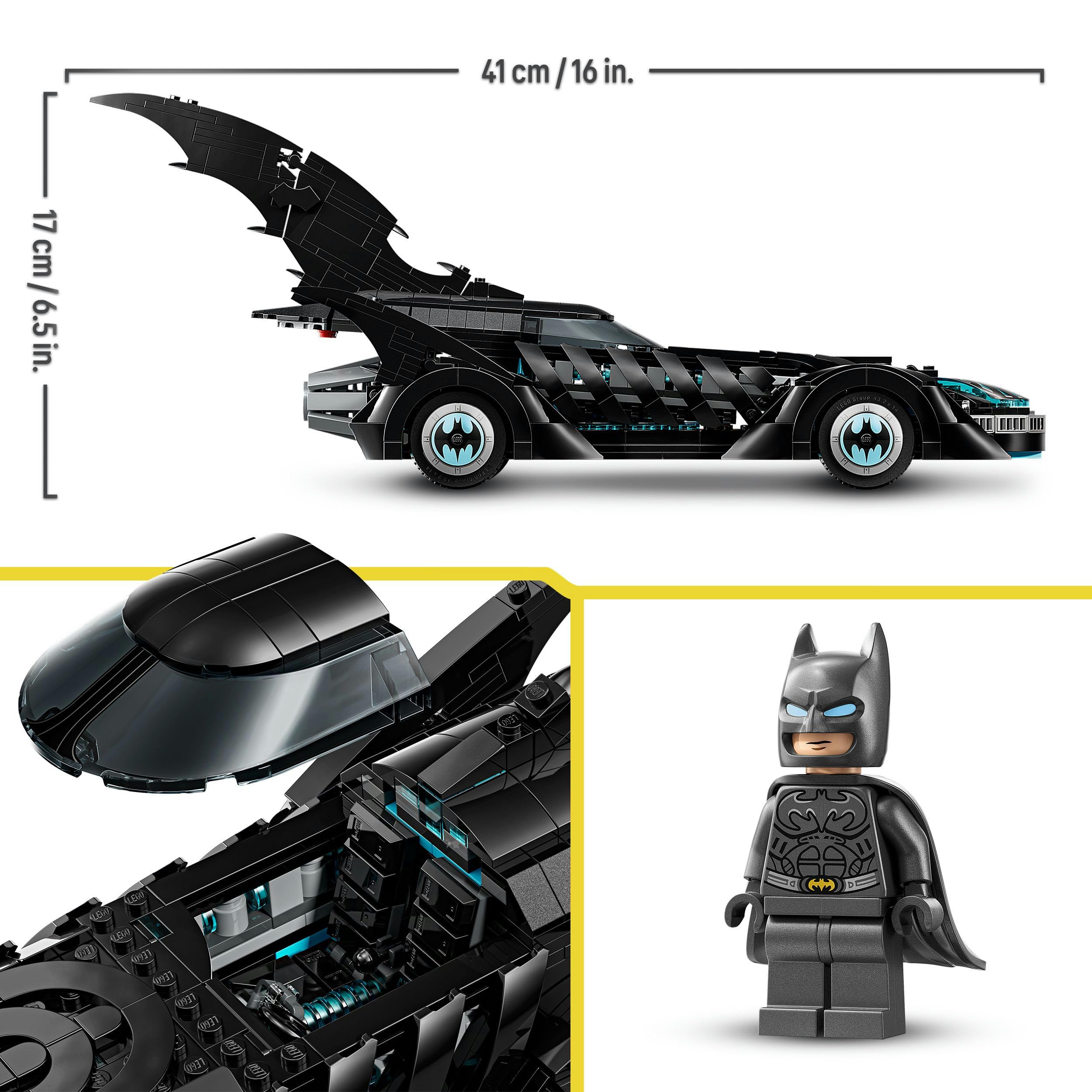 LEGO DC Batman: Batmobil Batman Forever, prezent dla nastolatków, zabawka konstrukcyjna z modelem pojazdu, zestaw kolekcjonerski z minifigurką dla fanów superbohaterów, dla chłopca i dziewczynki 76304