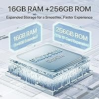 Vista 4 de UMIDIGI Nota 100 teléfonos desbloqueados NFC, teléfono celular Android 14, 16 (8+8) GB+256GB/TF 1 TB, teléfono Android 4G Dual SIM, pantalla HD