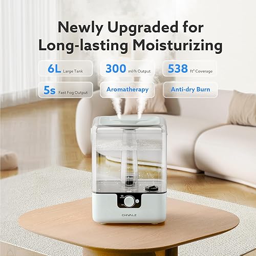 Miniatura 5 de CHIVALZ Humidificadores para dormitorio, humidificador de niebla fría de llenado superior de 6 litros para el hogar, habitación grande, guardería