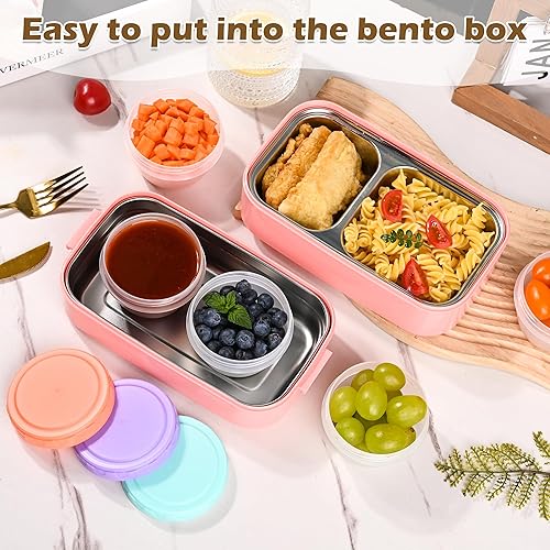 Miniatura 4 de RXRRXR Recipientes para aderezo de ensalada de 4 onzas, pequeños condimentos con tapas, reutilizables, sin BPA, a prueba de fugas, para aperitivos,