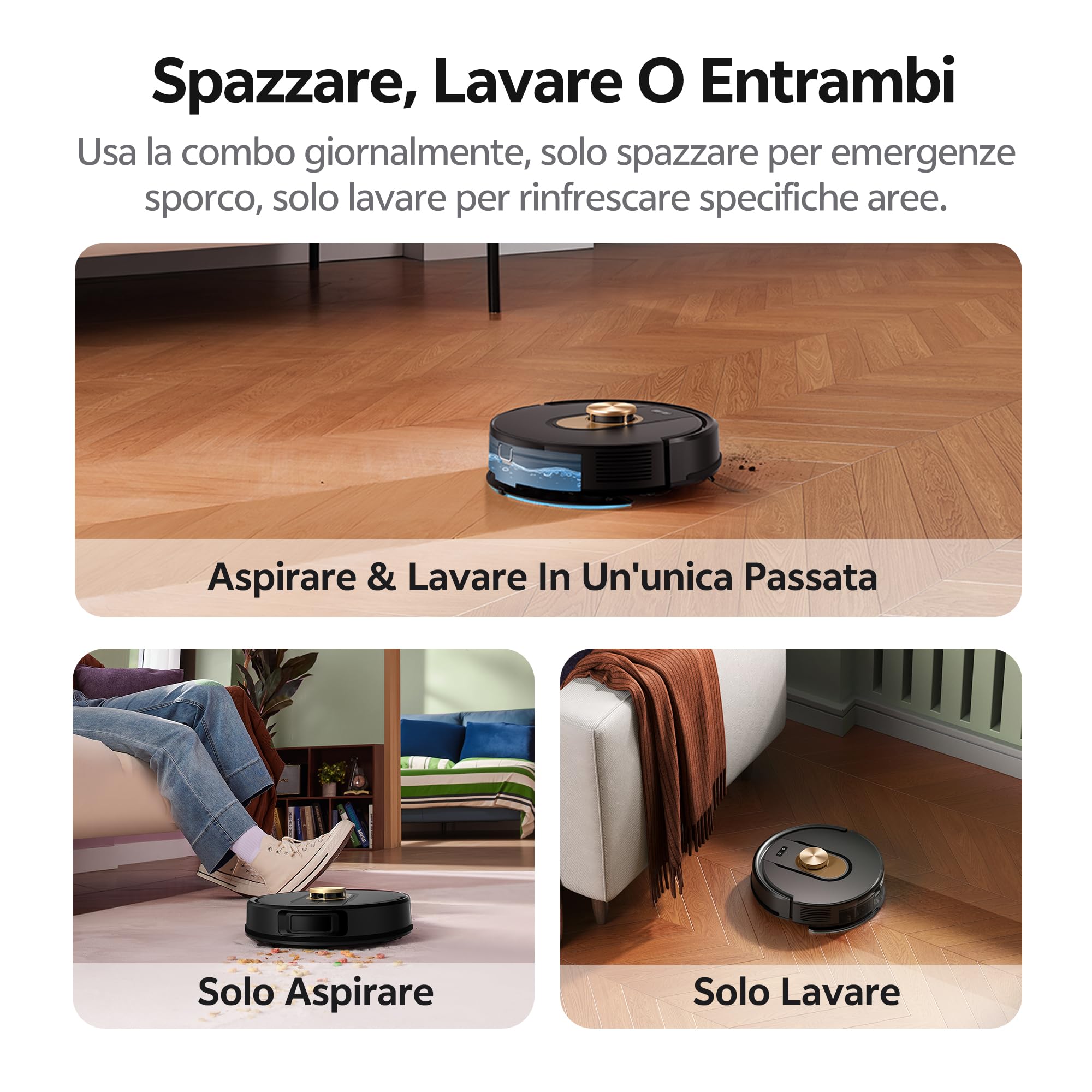 Vexilar Robot Aspirapolvere Lavapavimenti con Mappatura 7000Pa,150 minuti,Silenzioso W9 Aspirapolvere Robot Lavapavimenti Potente LiDAR Laser per Pavimenti/Tappeti/Peli,Controllo Vocale/APP/Remoto