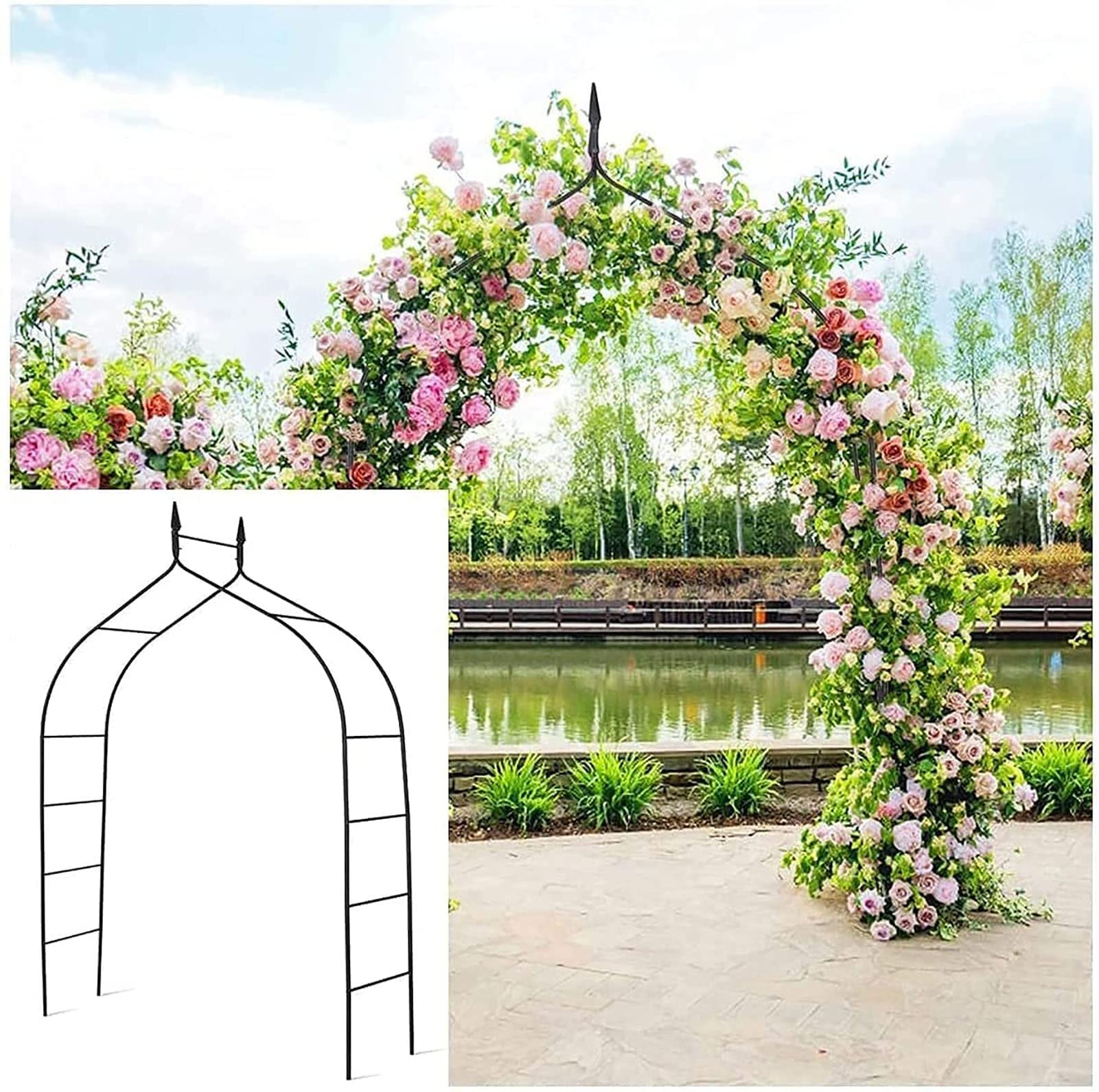 Arche de jardin en métal avec treillis robuste pour rose et plante grimpante