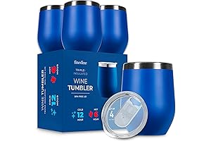 FineDine Triple Insulated Wine Tumblers with Lids (Set of 4)