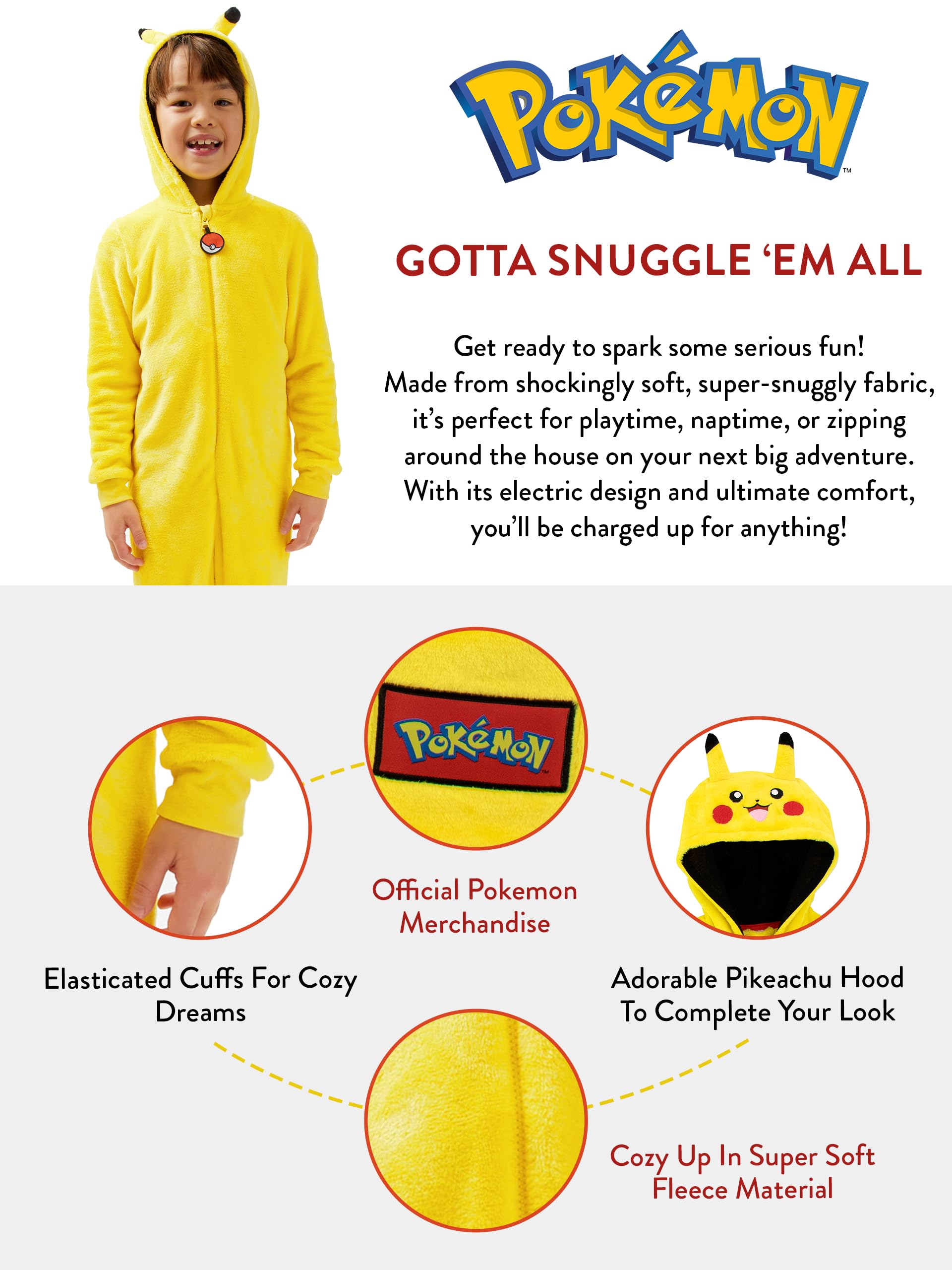 Pokemon Onesie kostium Pikachu dla chłopców | kombinezon do spania dla dzieci