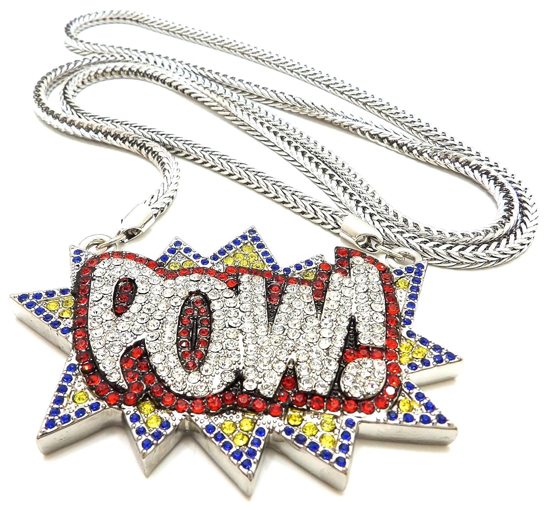 値下げ　AMBUSH POW necklace chain AMBUSH POW! Chain Necklace Pendant Red Gold Fashion Jewelry