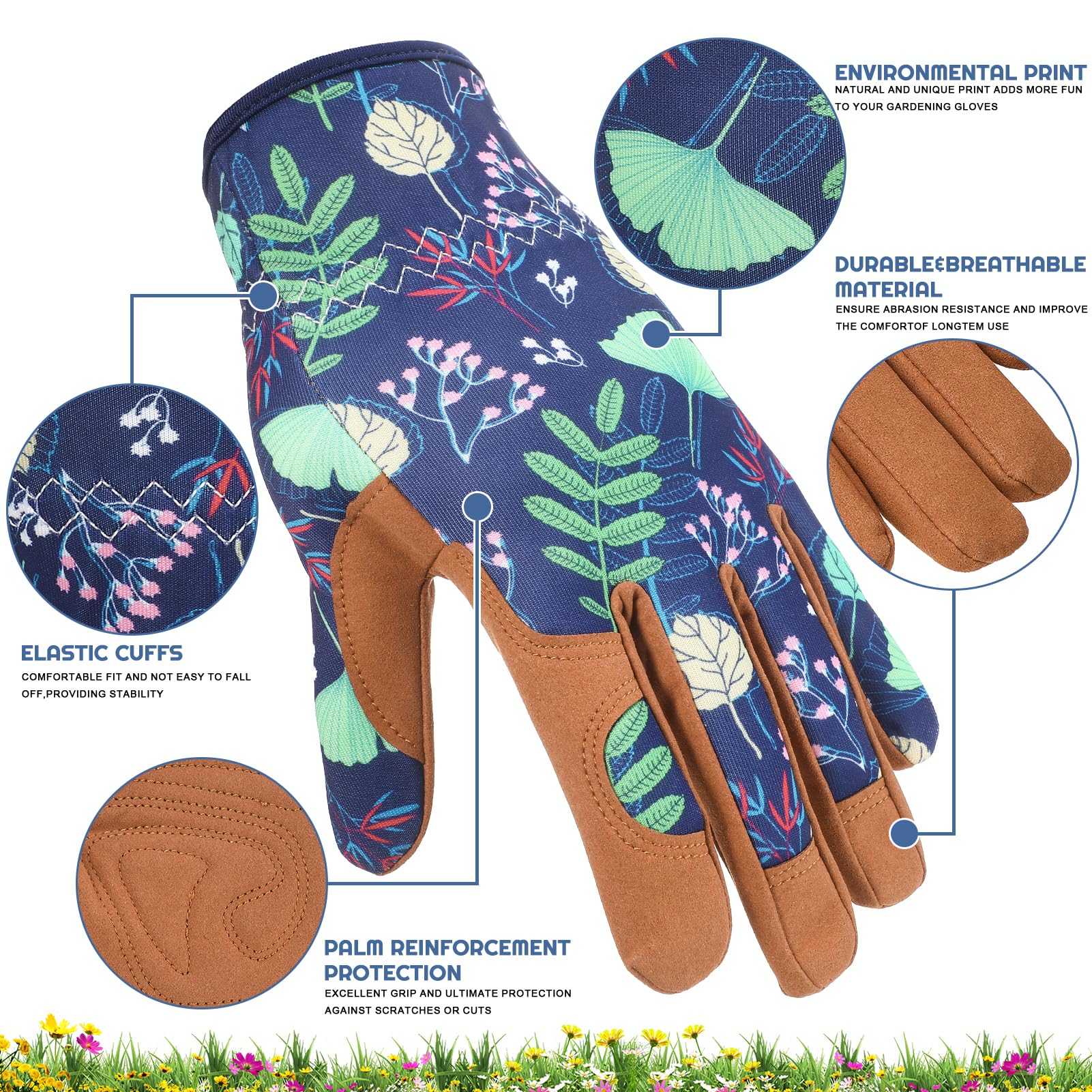 Gartenhandschuhe für Damen, Dornensichere Gartenhandschuhe, lange und kurze Leder-Gartenhandschuhe, flexible und atmungsaktive Arbeitshandschuhe für Rosenschnitt und Jäten, 2 Paar