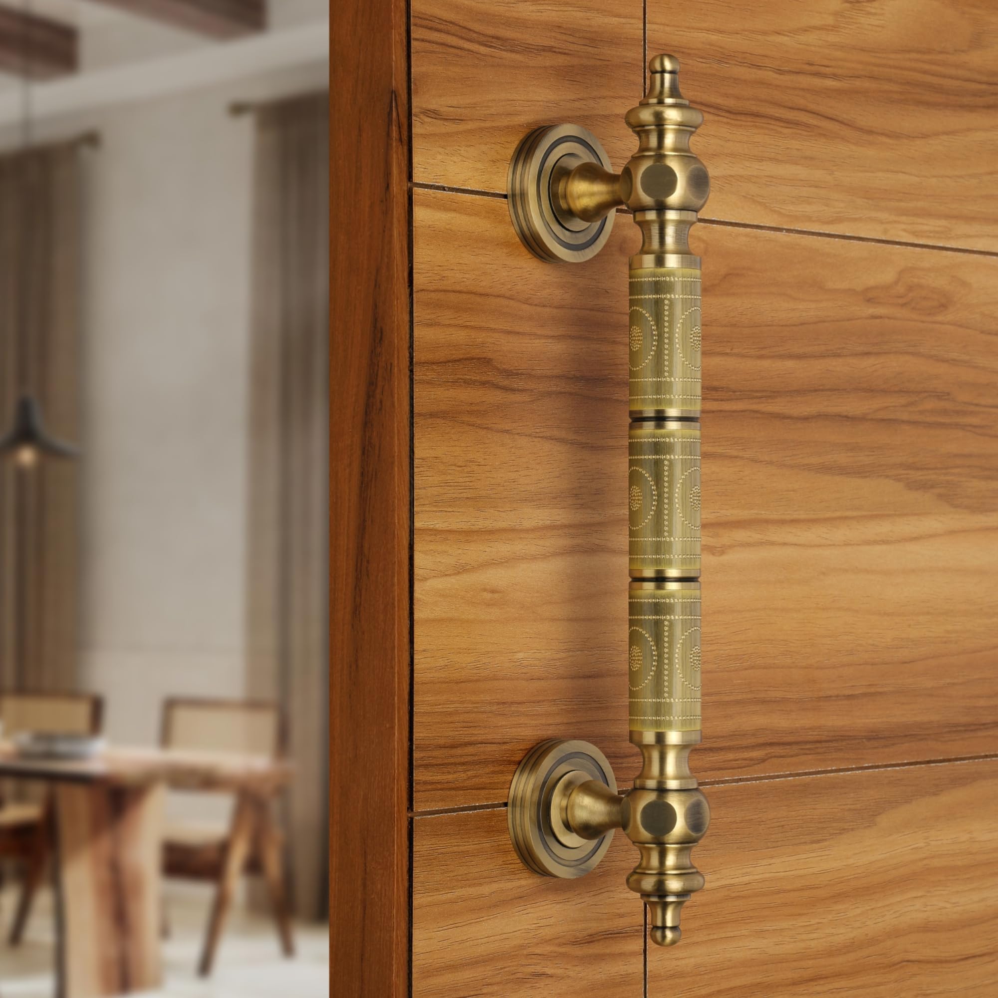 LAPO Elite 100% Pure Brass Main Door Handle for Home, Hotel & Office | 12Inch Handle with 260mm Hole Spacing| Vaastu Compatible | Fitting Kit Included | Vintage Antique Finish | 3Yrs Warranty | 1Piece
