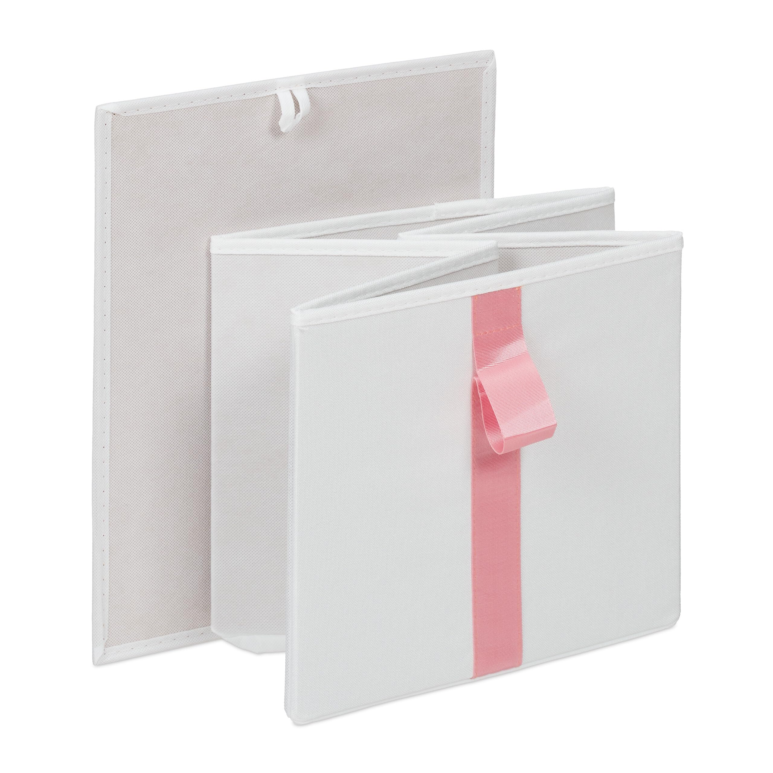 Relaxdays Kommode, Kinder, 4 Stoffschubladen, HBT: 109,5 x 36 x 40,5 cm, Schubladenschrank, Metallgestell, weiß/rosa