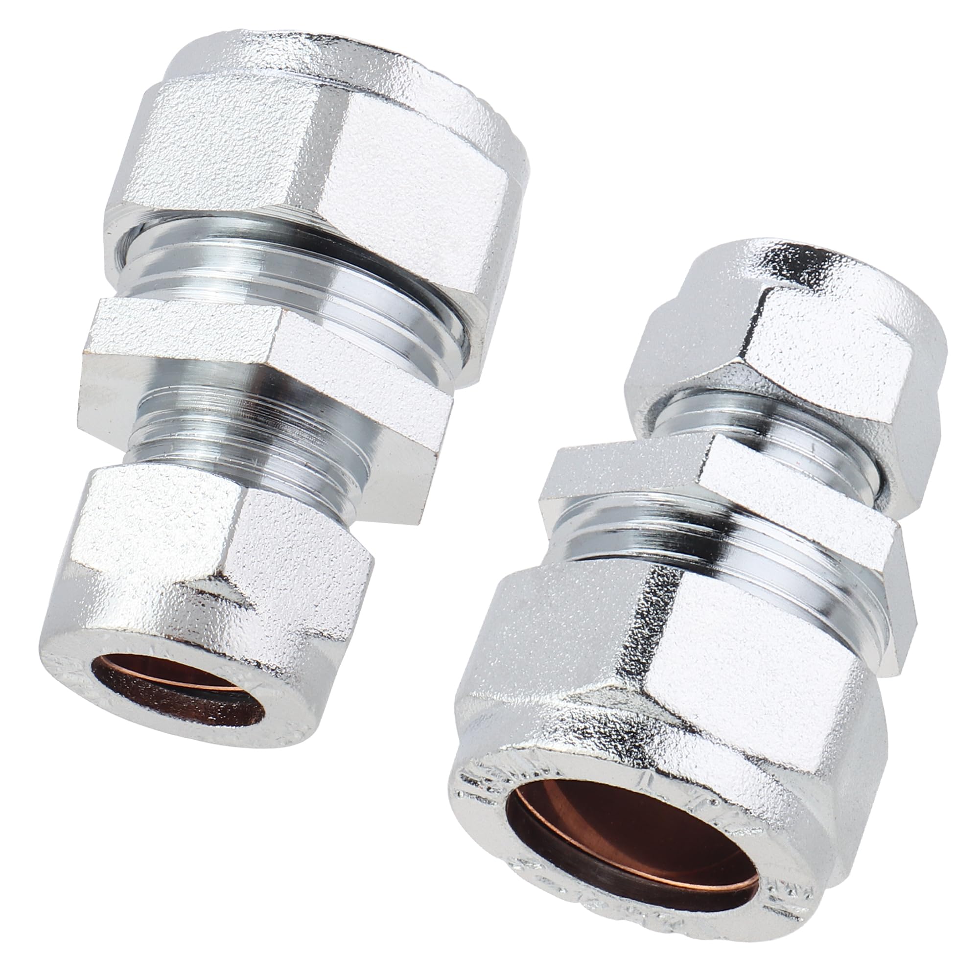 LTWFITTING Chrome Plated 15mm OD x 10mm OD Compression Reducing Union, Brass Compression Fitting(Pack of 2)