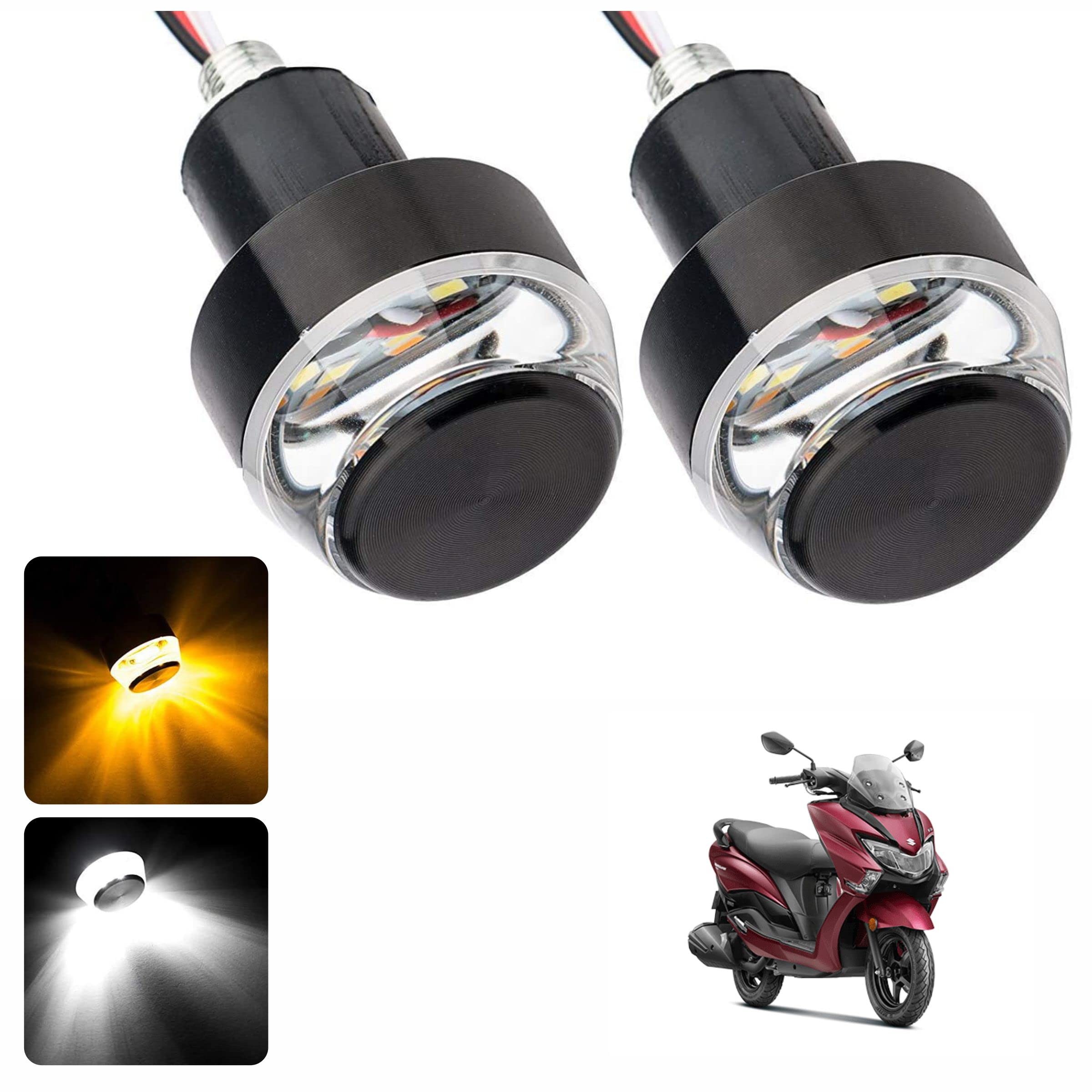 Miwings Turn Signal Light “7/8” 22mm handle Grip Bar running LED Light Handle Bar (Blue + White) Dual Light Blinking Waterproof For Suzuki Burgman Street 125 (Pack of 2)-image-24