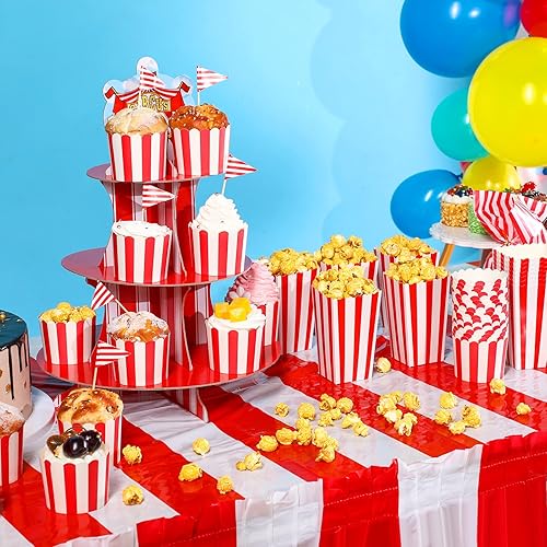 Miniatura 5 de Zhanmai 432 piezas de decoraciones de fiesta de carnaval con temática de circo, fiesta de cumpleaños, incluye guirnalda de globos de circo, kit de