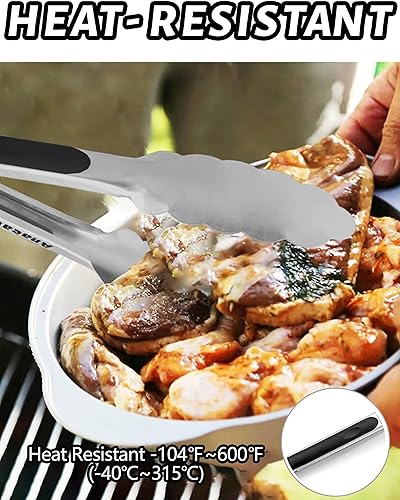 Miniatura 3 de Anaeat Mini pinza de cocina de acero inoxidable de 7 pulgadas, resistente pinza de comida de cocina con cierre de resorte en espiral con agarre de