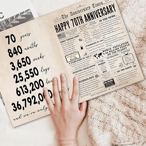 Miniatura 4 de Tarjeta de aniversario de boda grande para mujeres y hombres, divertidos regalos de matrimonio de 70 años para abuelo, tarjeta de aniversario de