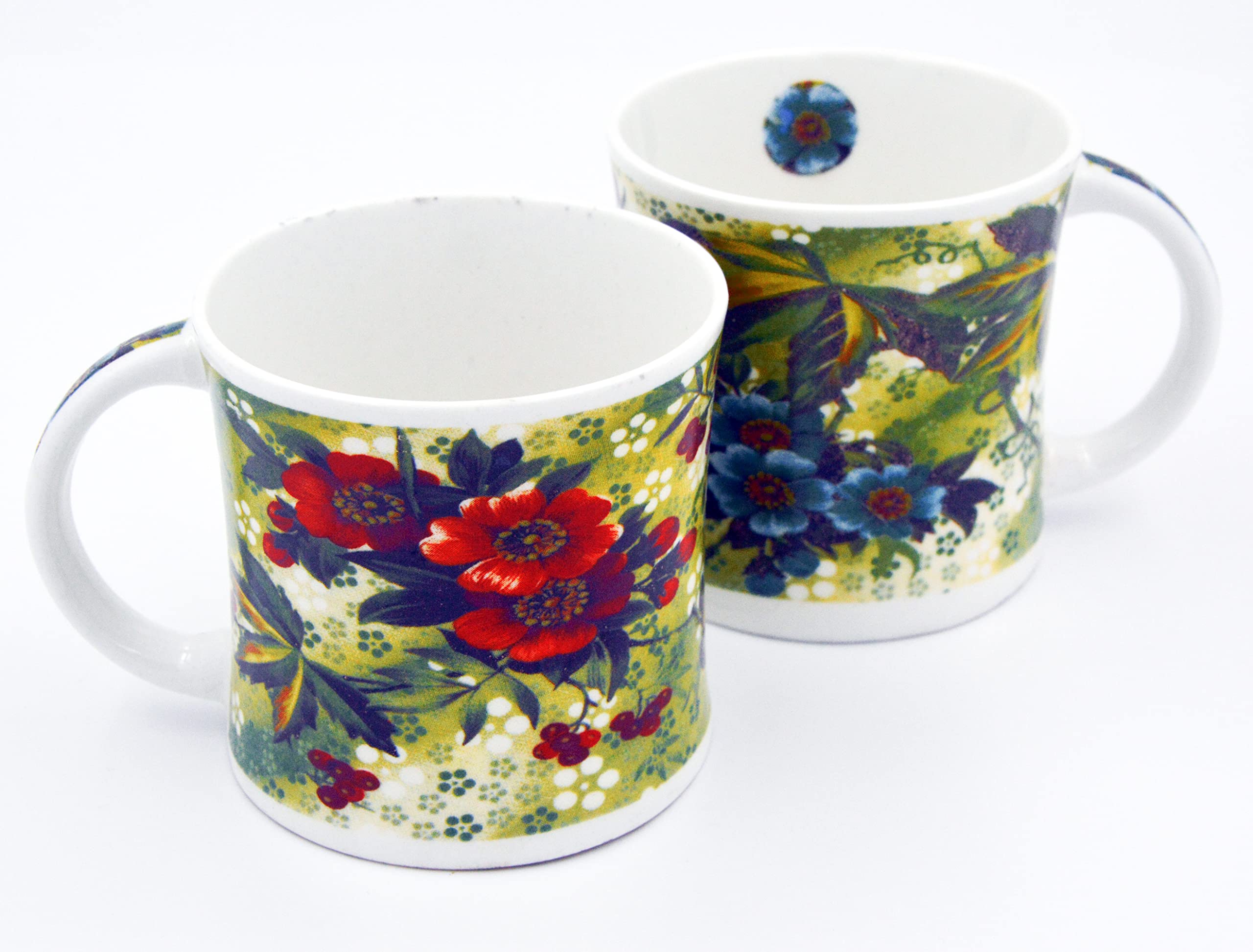 Combo Set of 2 Coffee/ Tea /Milk Mugs - 200 ml , Multicolour / Microwave Safe (Bone China)