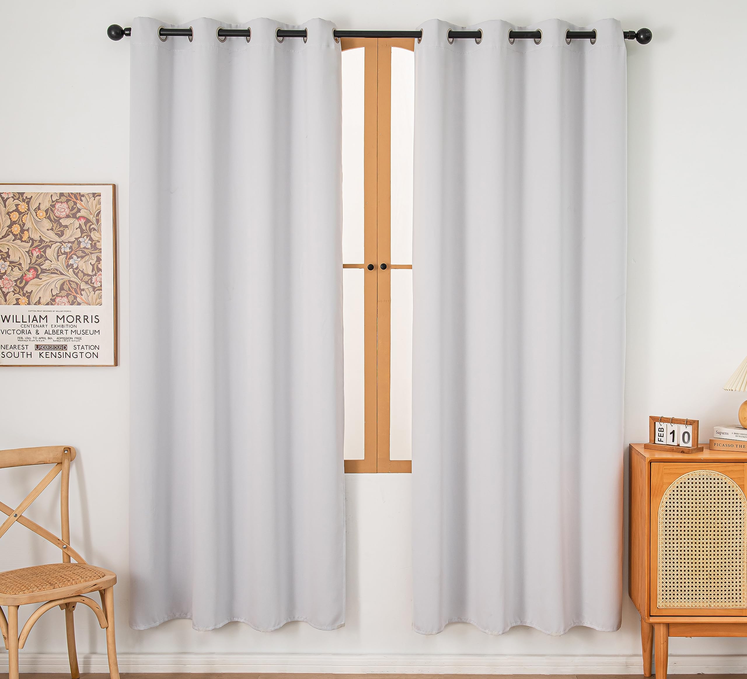 PI Blackout Curtain Panel,Ring Top Privacy Sound Proof Room Darkening Doorway Curtains Vertical Window Treatment for Living Room/Bedroom/Sliding Door/