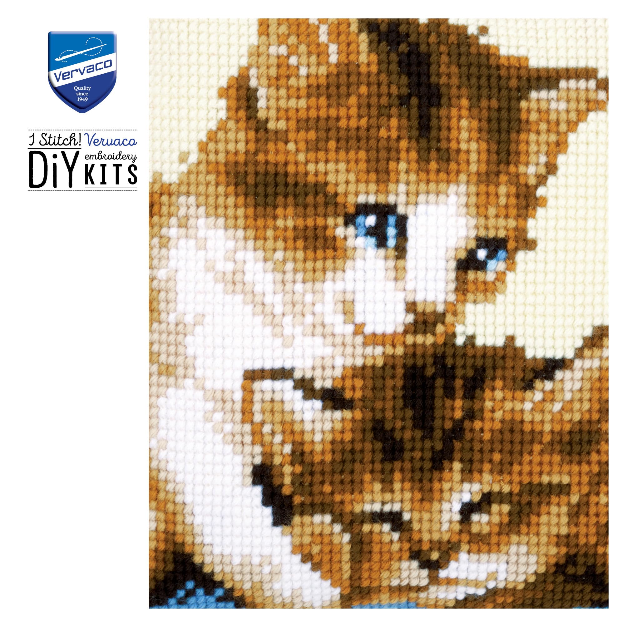 VERVACO Kit Cuscino Punto Croce Orso Blu su Una Nuvola Set Ricamo
