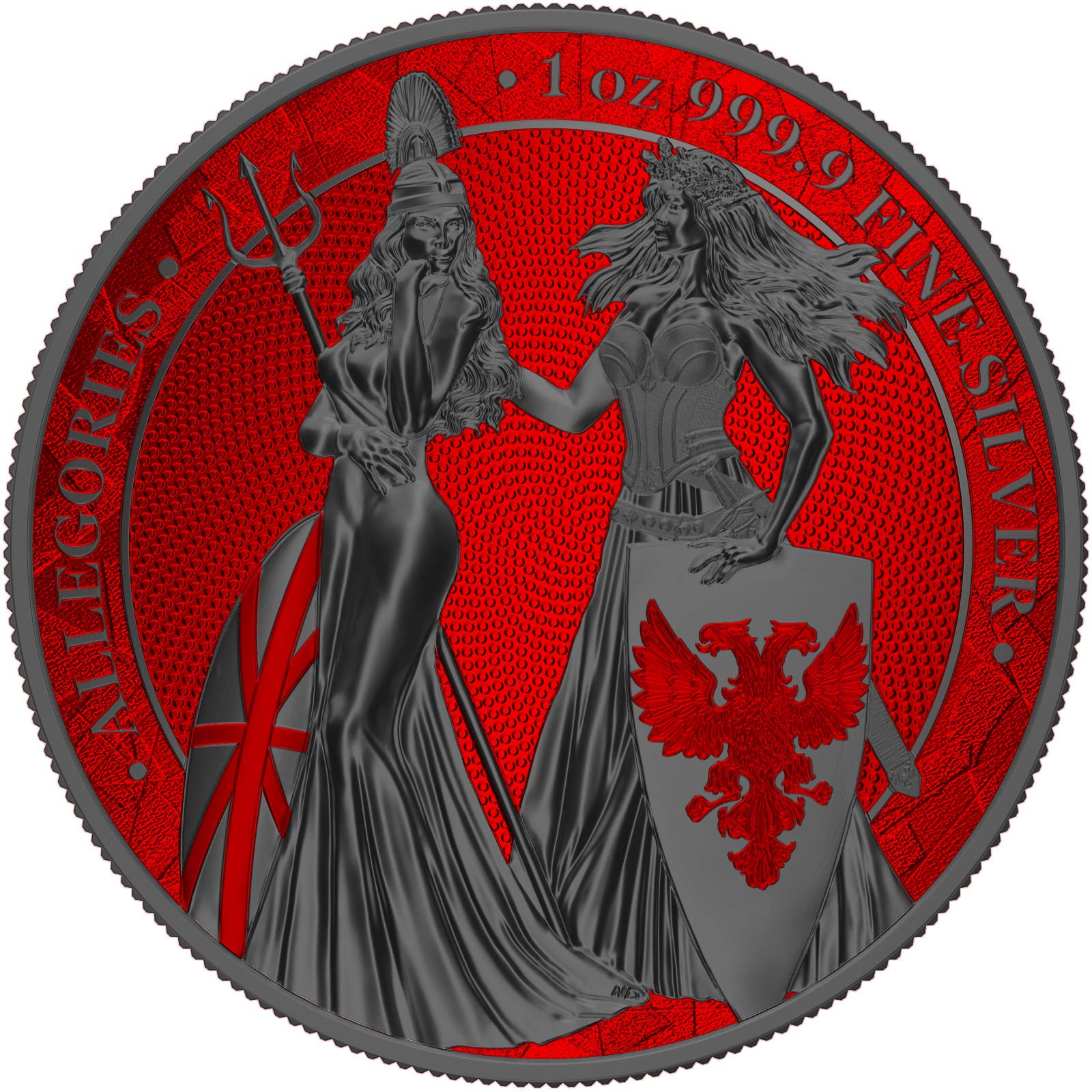 2020 DE (Germania) GERMANNIA BRITANIA Space Red 1 Oz Silver Coin 5 Mark Uncirculated