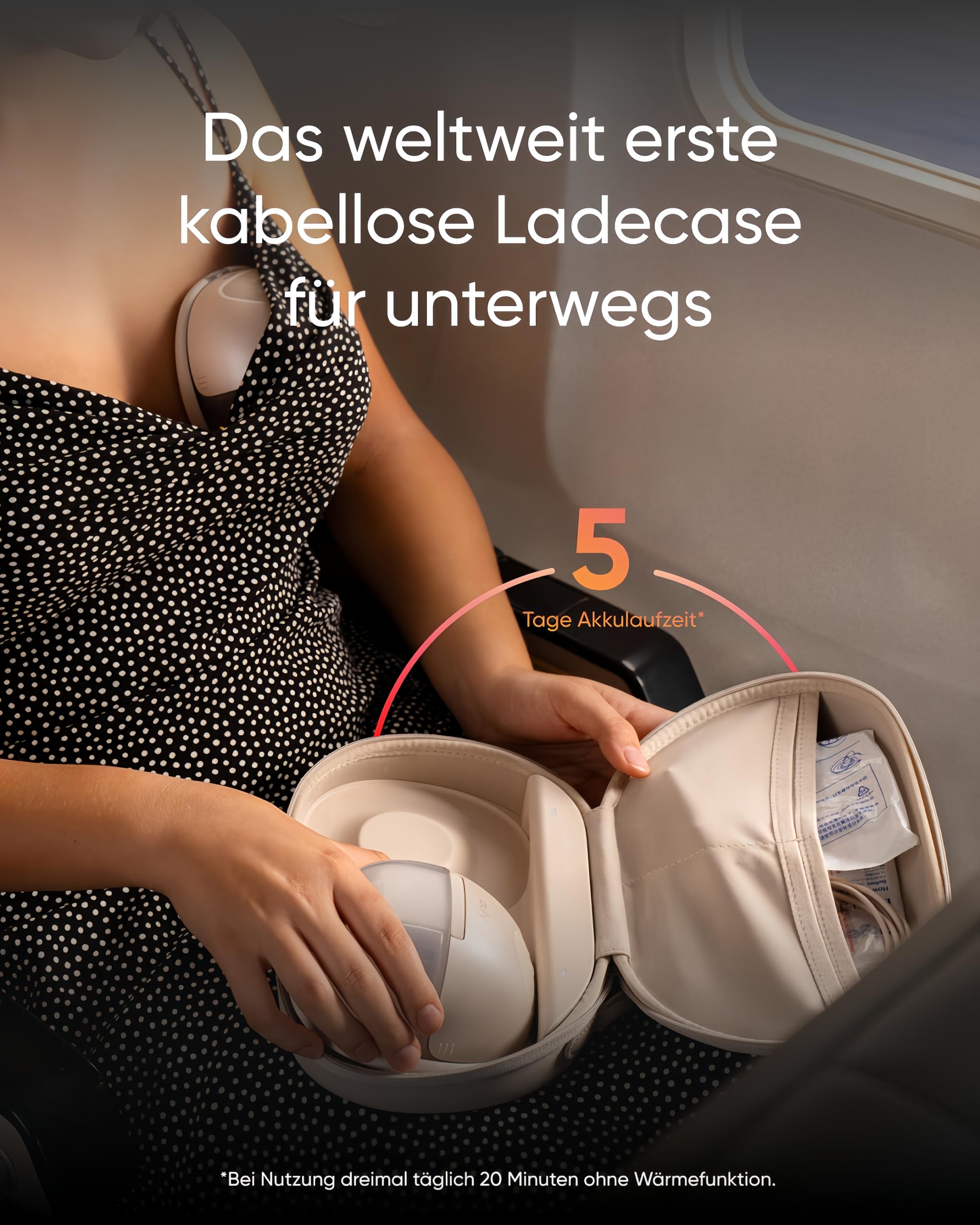 eufy Tragbare Milchpumpe mit Wärmefunktion S1 Pro, Schlank & Freihändig mit branchenführender HeatFlow-Technologie, Kabelloses Ladecase, App-gesteuertes OptiRhythm, Klinische Saugkraft, Für den BH