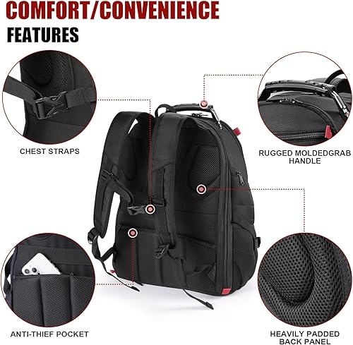 Miniatura 6 de star cloud Mochila con ruedas para laptop de 18.4 pulgadas, repelente al agua, perfecta para la universidad, viajes, escapadas de fin de semana y