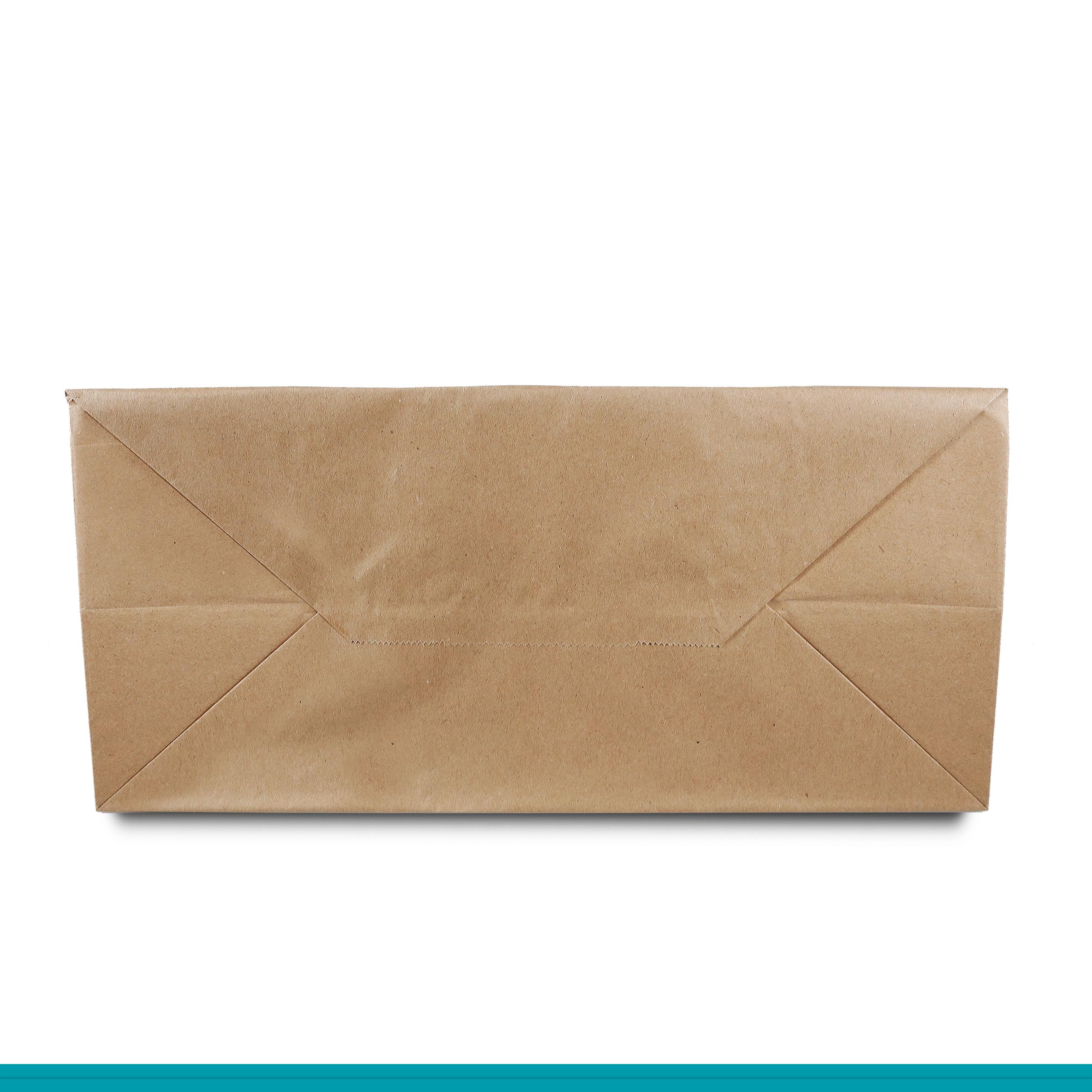 Commerline Bolsas de papel con asa, 32 × 17 × 27 cm, 500 unidades | Bolsas de papel kraft marrón con asas planas para panadería, venta al por menor, catering y restauración