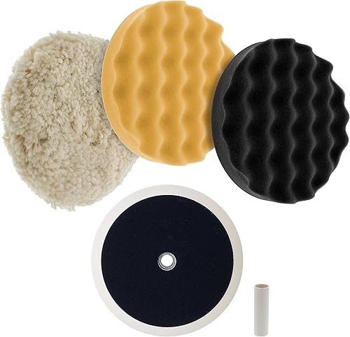 TCP Global Kit completo de pulido y pulido de 3 almohadillas con almohadillas de 3-8 pulgadas 2 almohadillas de espuma de gofre y 1 almohadilla de