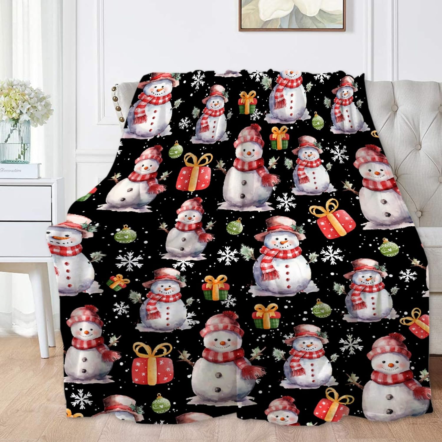 Christmas Snowman Blanket for Boys Girls, Kids Throw