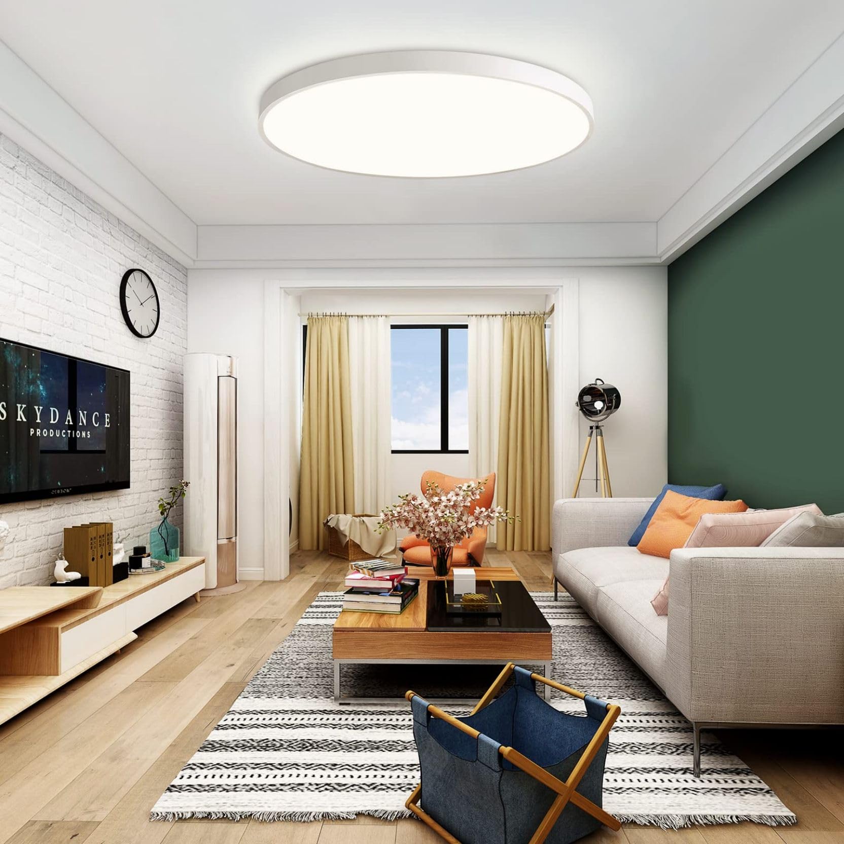 JDONG LED 54W Round Flat White Plafoniera Ø50CM moderno bianco naturale 4000K camera da letto ufficio soggiorno cucina seminterrato balcone ultra sottile 4CM