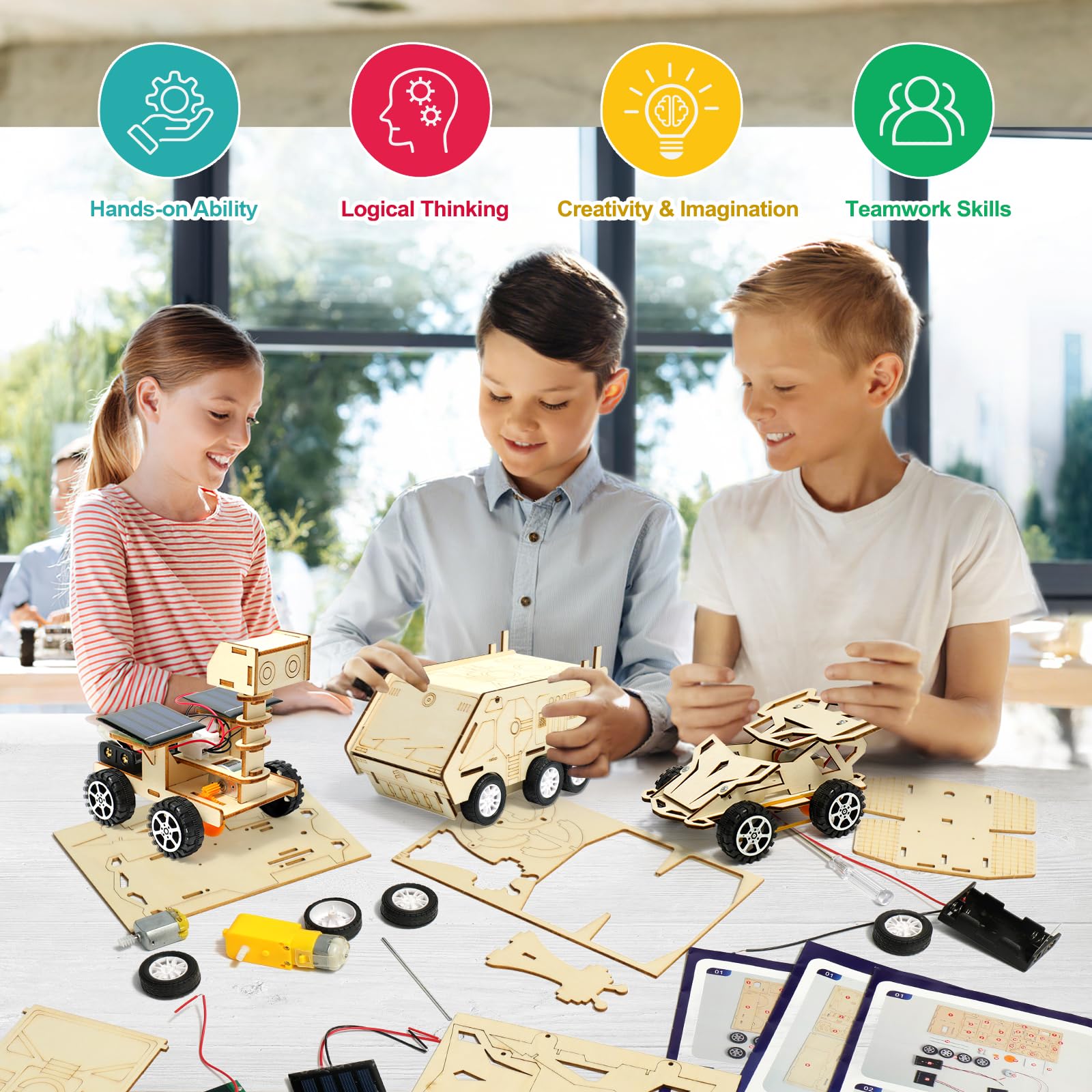 STEM Car Toys Age 8 9 10 11 12 13 14, Science Experiments for Kids Science Kits for Kids Wooden Engineering Kits - Image 4
