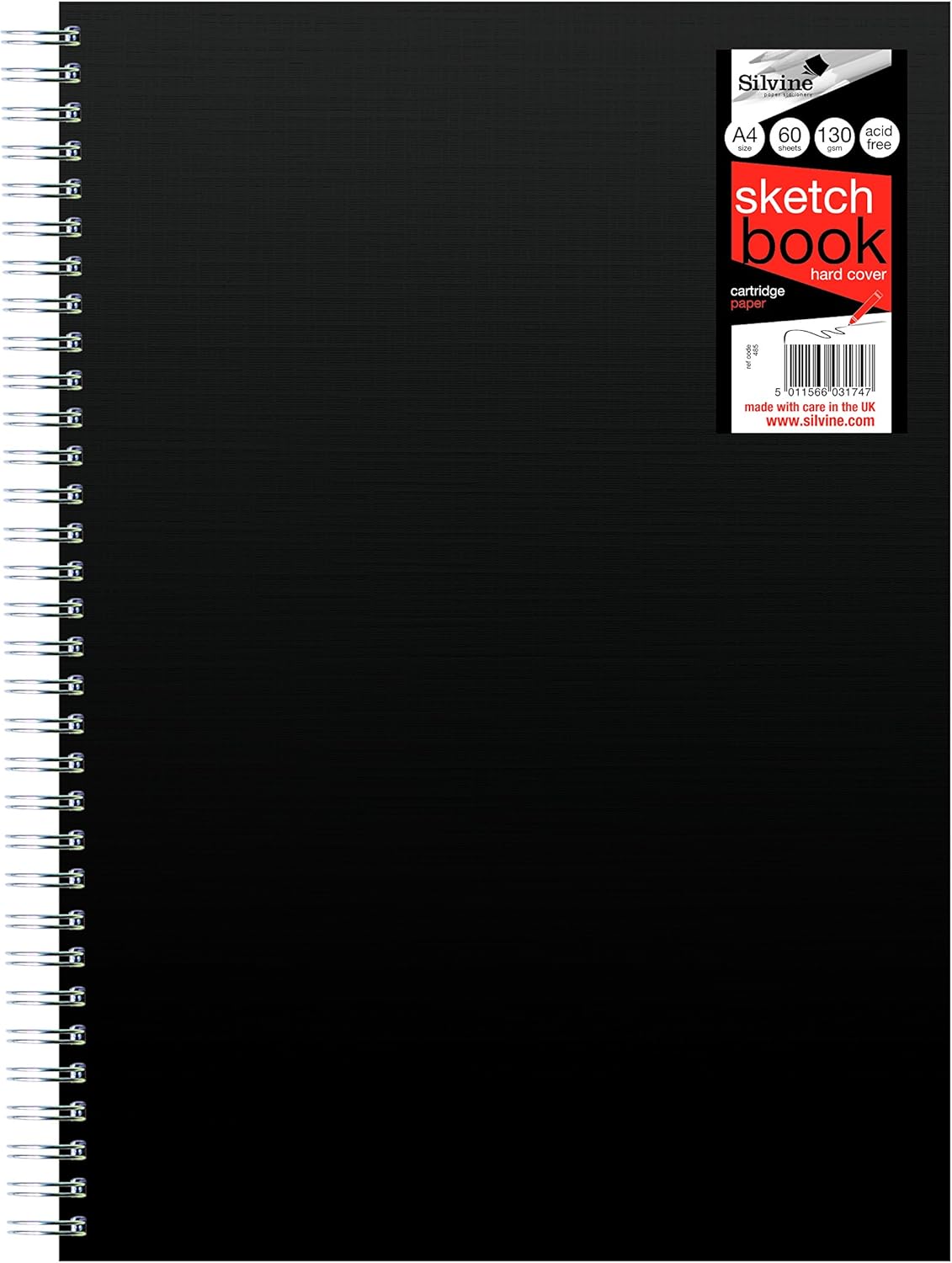 Silvine A4+ Hardback Sketch Book 60 Sheets of 130gsm smooth cartridge