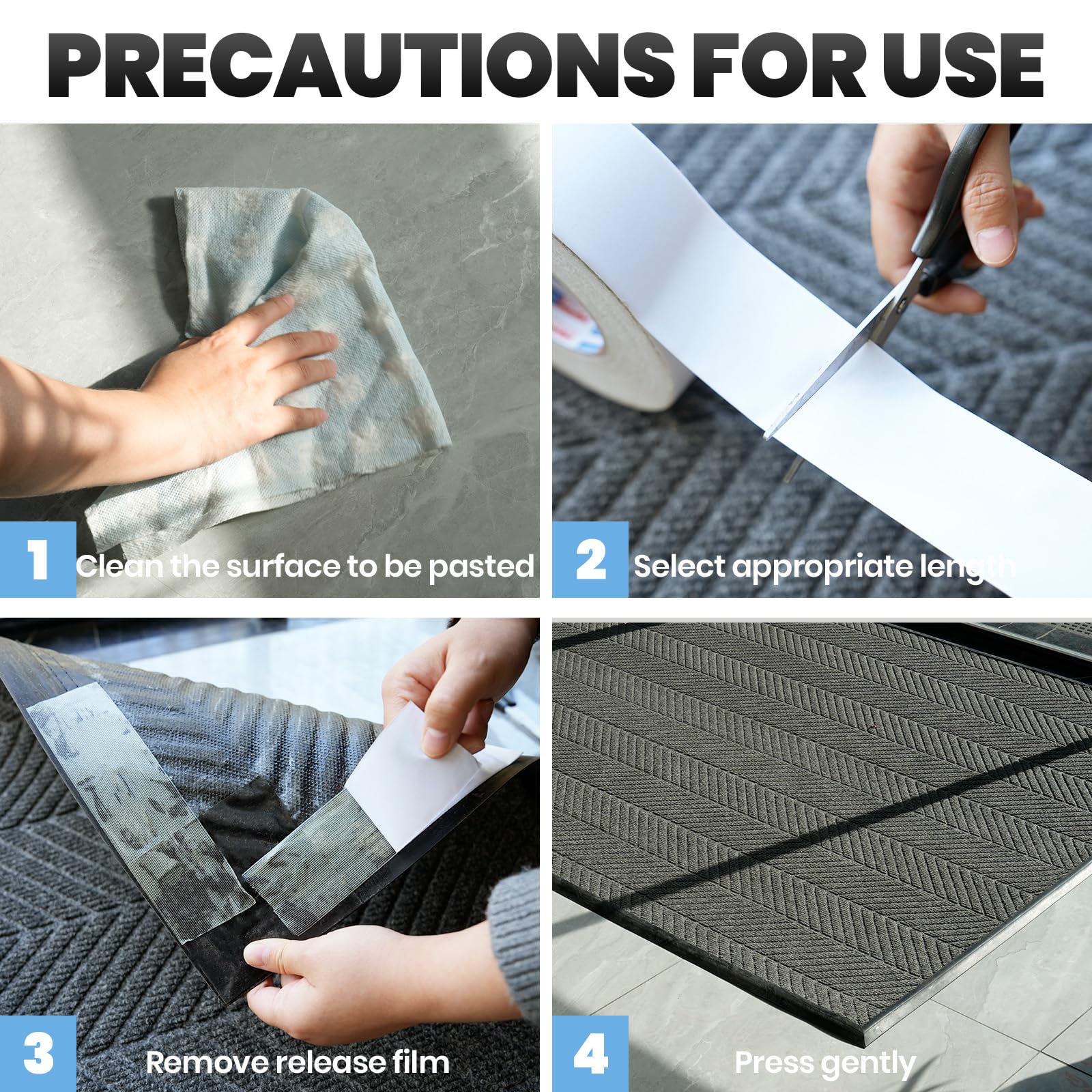 ADHES - Ruban de tapis double face lourd, 50 mm x 27 m x 2 rouleau, blanc, amovible, sans clip de tapis antidérapant résiduel, adapté pour sols en bois dur