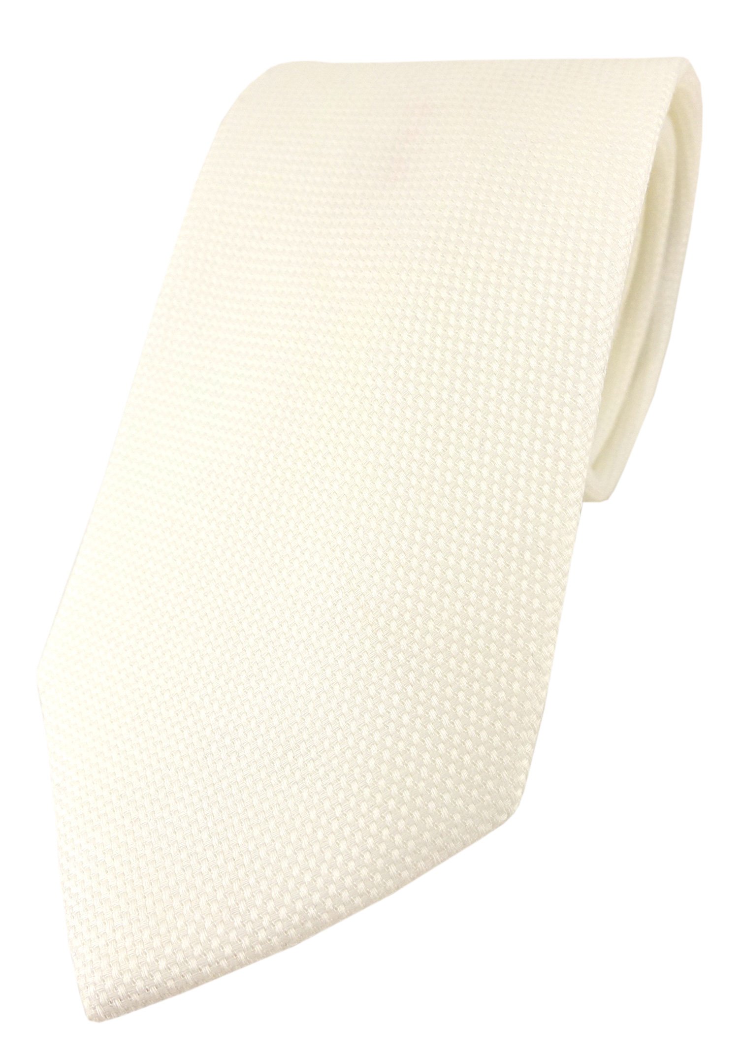 TigerTie Designerski krawat pique we wzory - 100% bawełna - szerokość krawata 8 cm, kremowy, Krawattengröße: ca. Länge 150 cm, Breite 8 cm